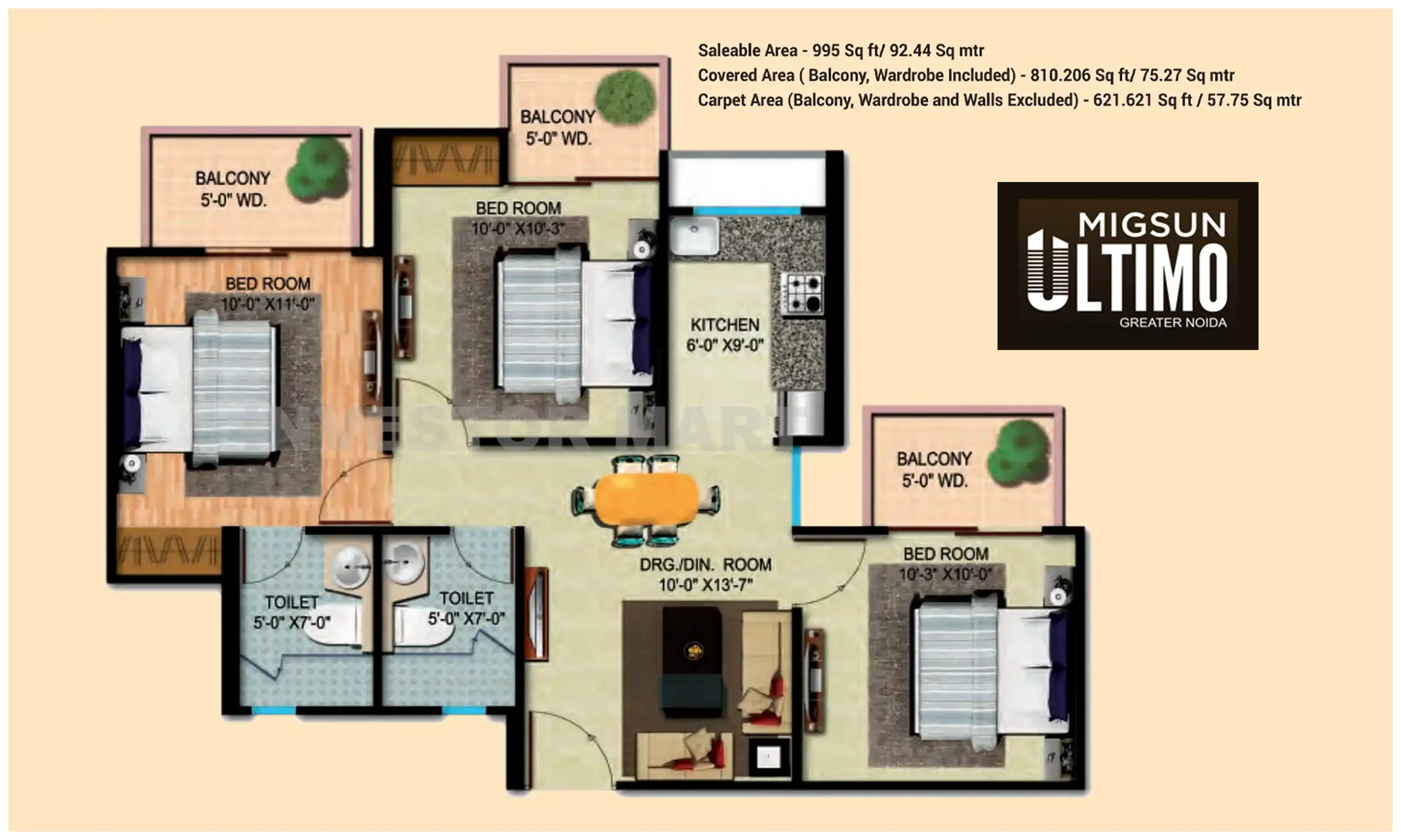 995 Sqft