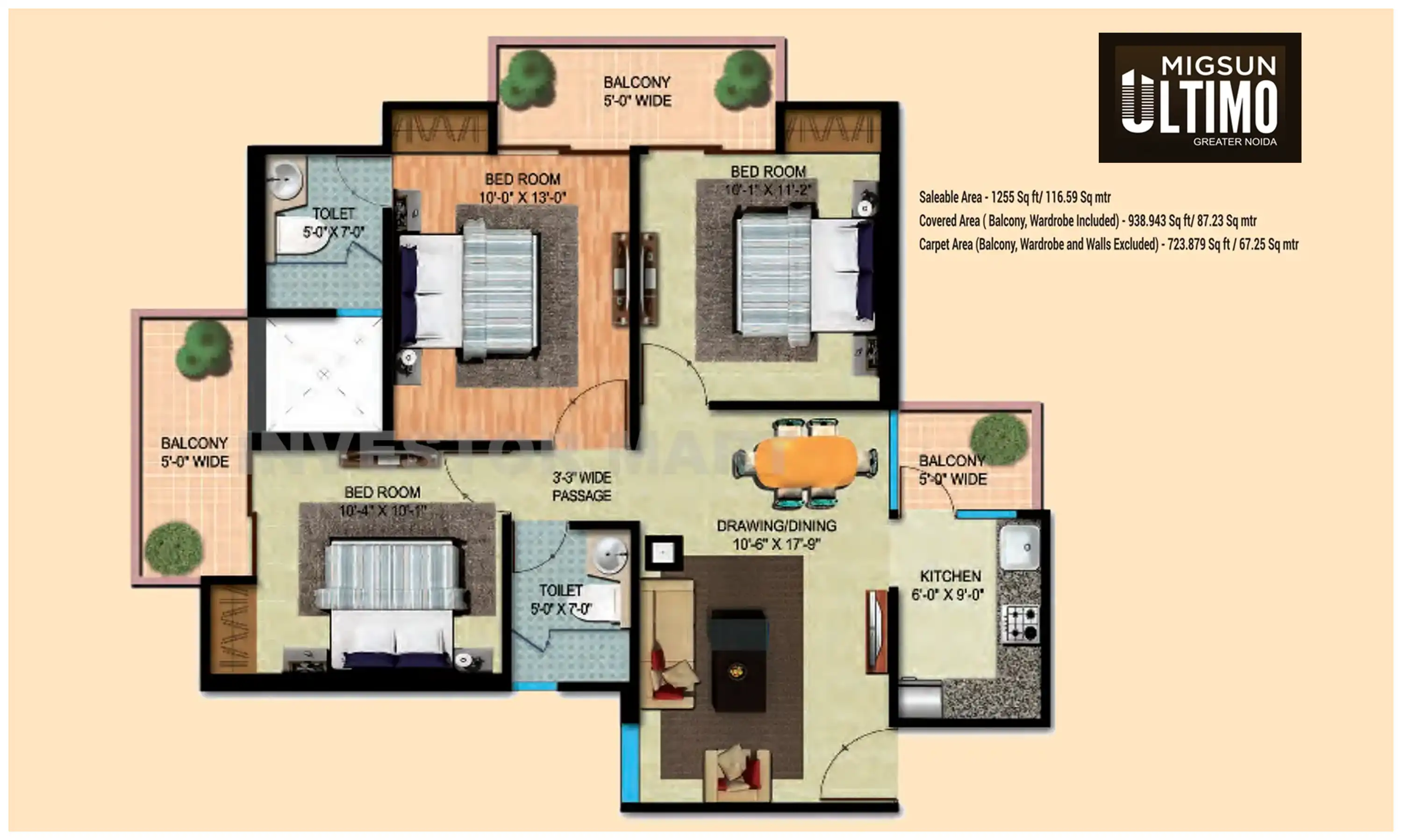 1255 Sqft
