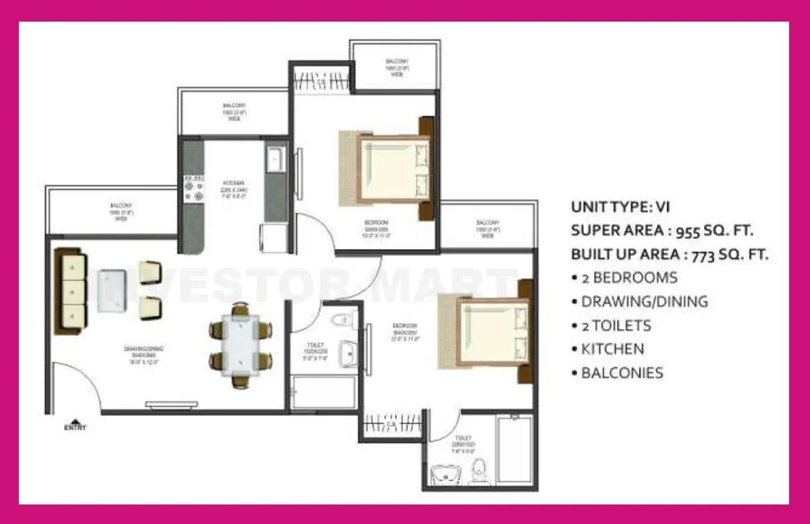 955 Sqft