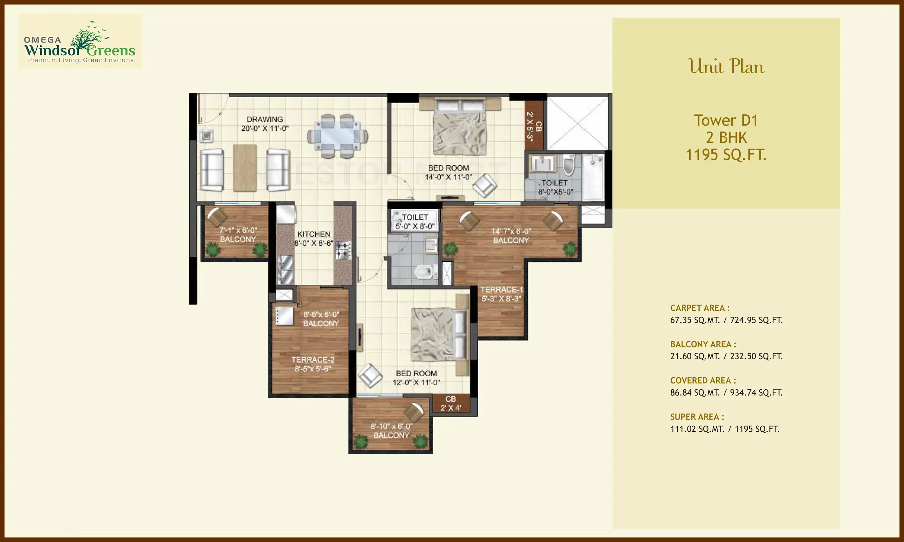 1195 Sqft