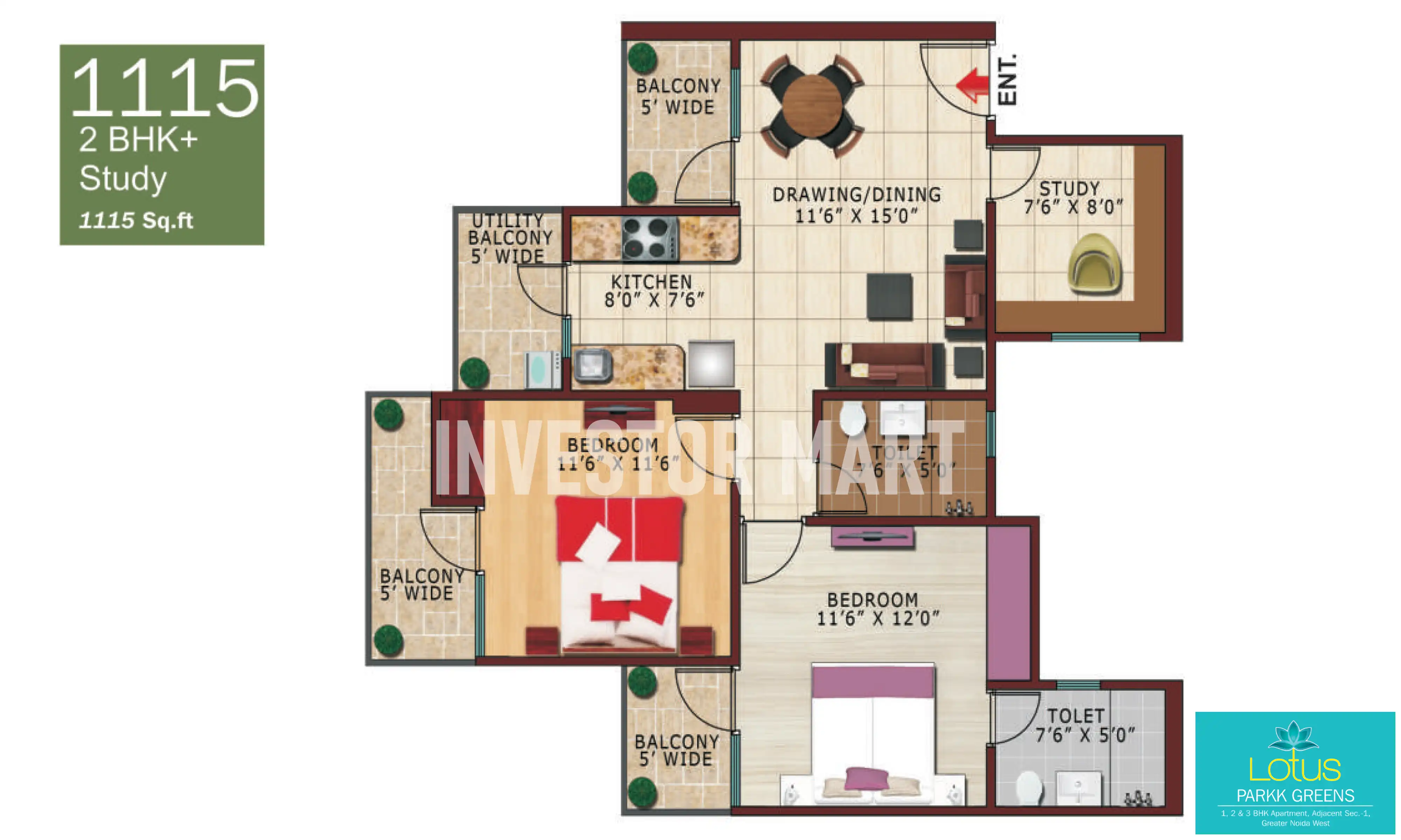 1115 Sqft
