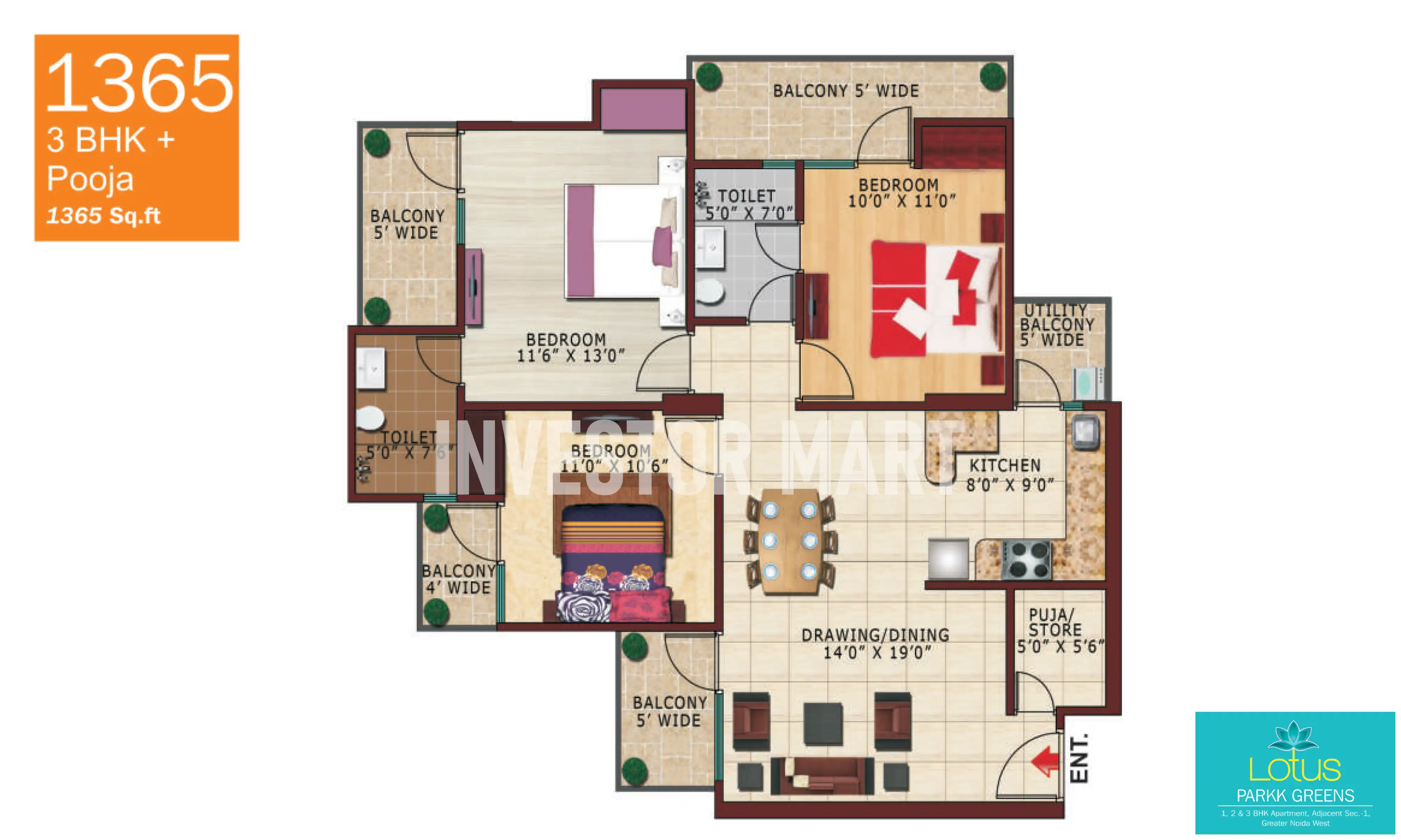 1365 Sqft