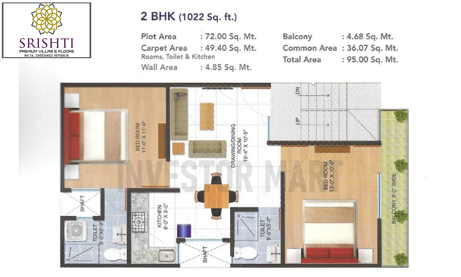1022 Sqft