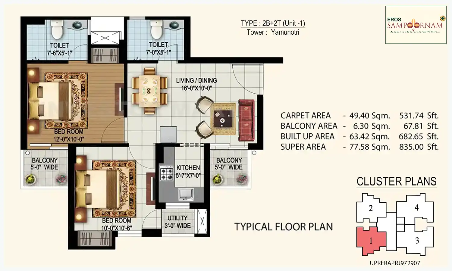 835 Sqft