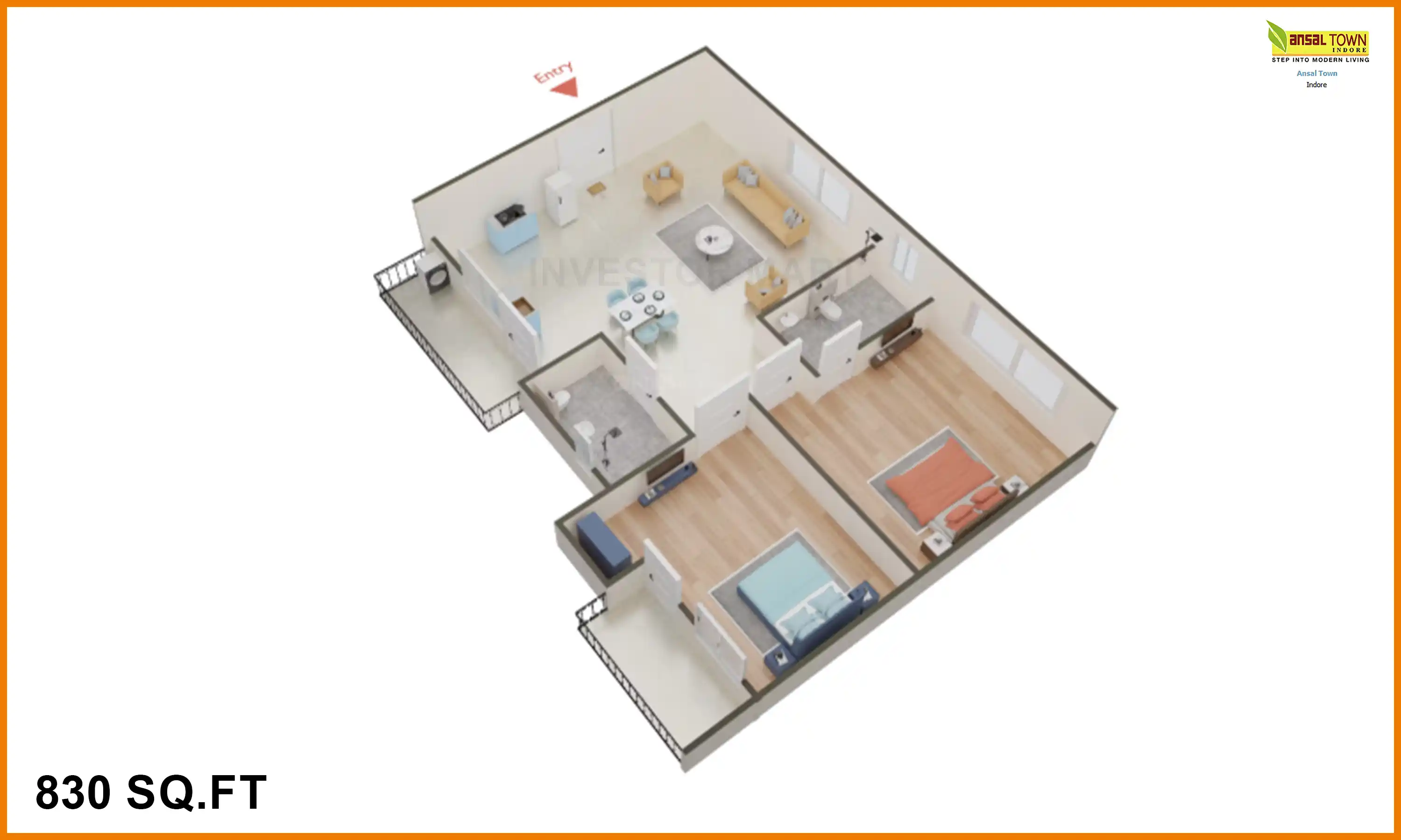 830 Sqft