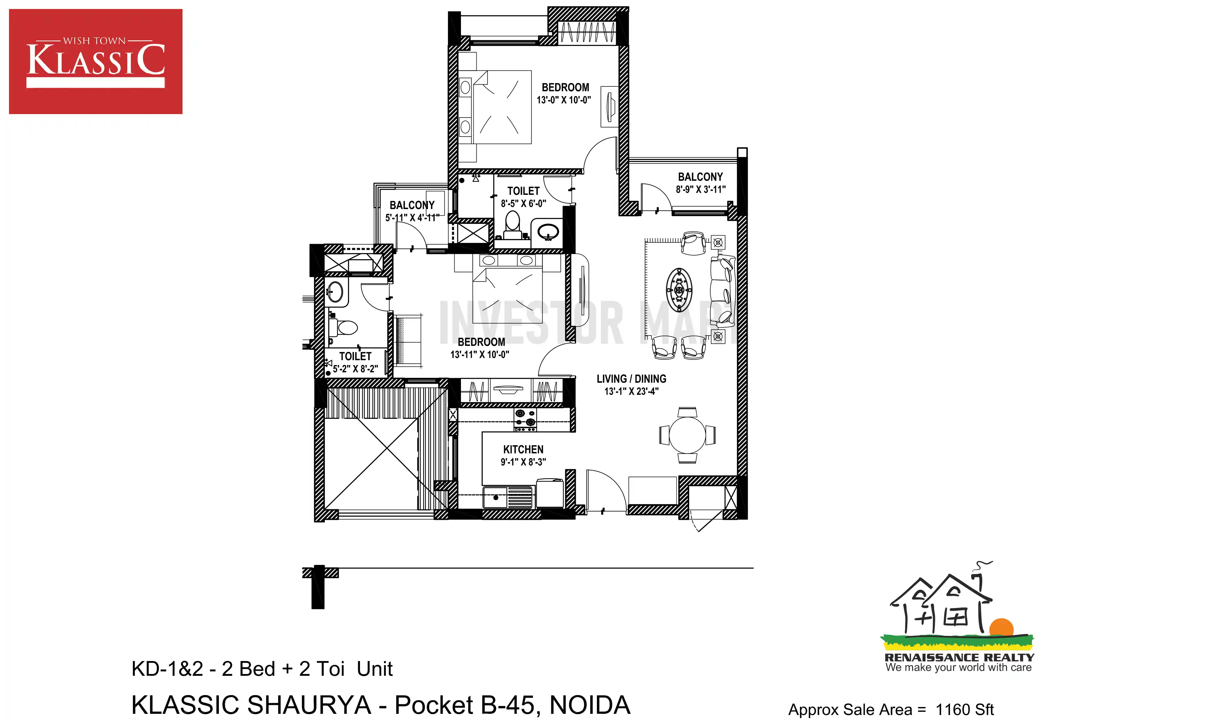 1160 Sqft