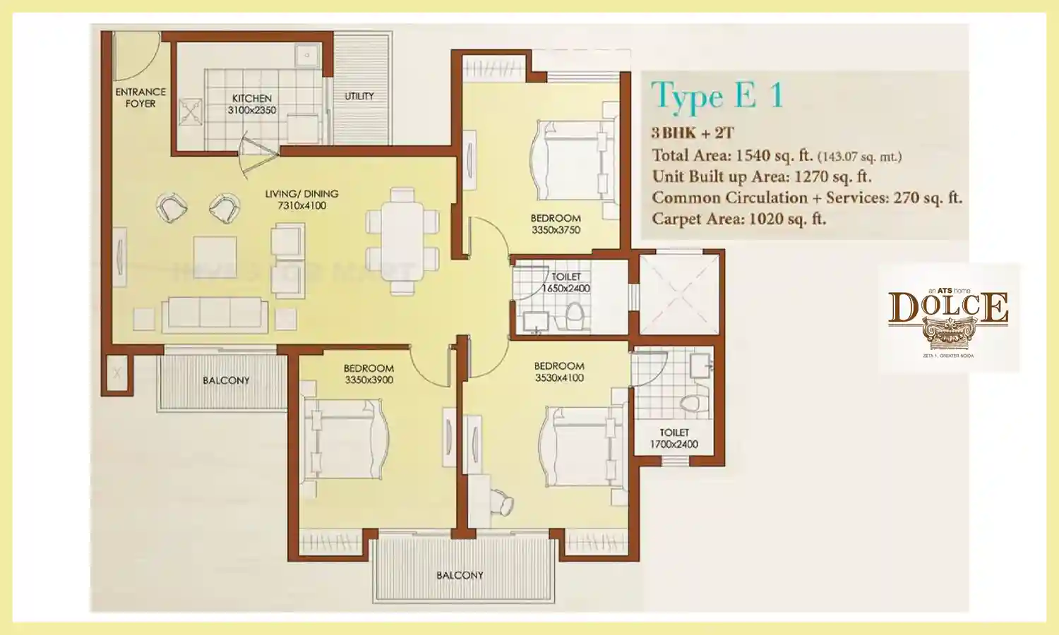 1540 Sqft