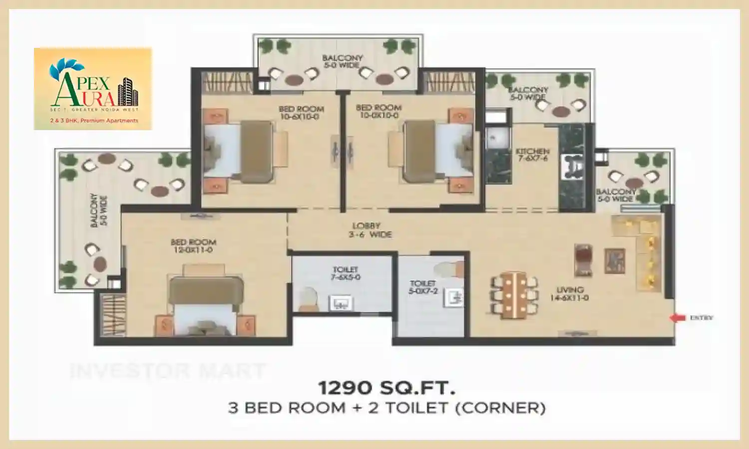 1290 Sqft