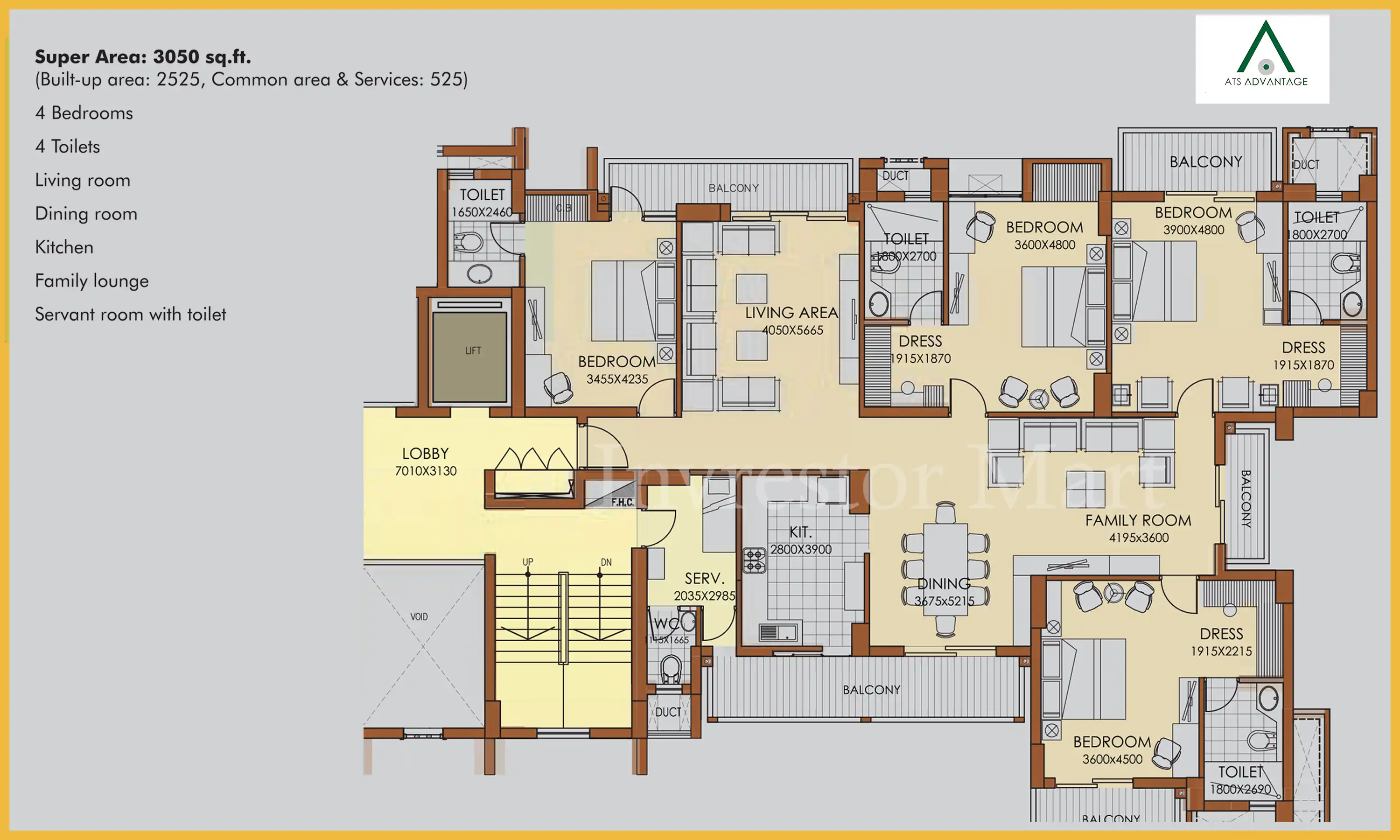 3050 Sqft