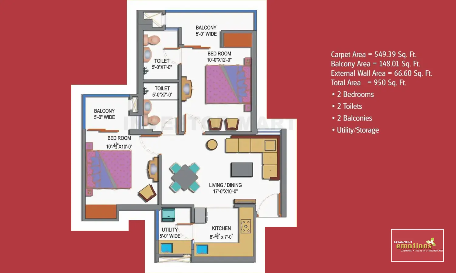 950 Sqft