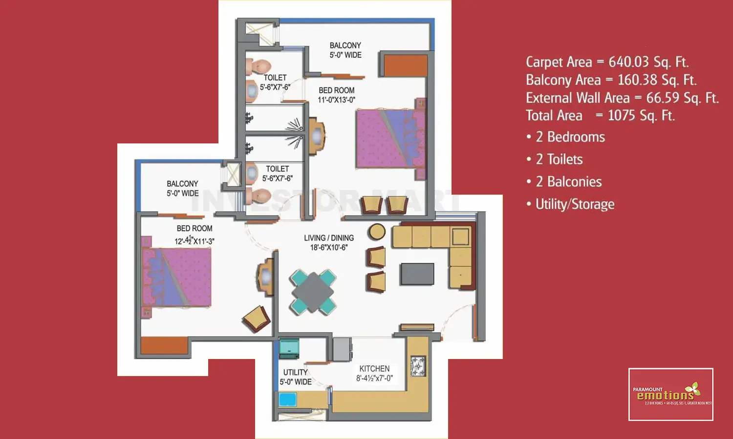 1075 Sqft