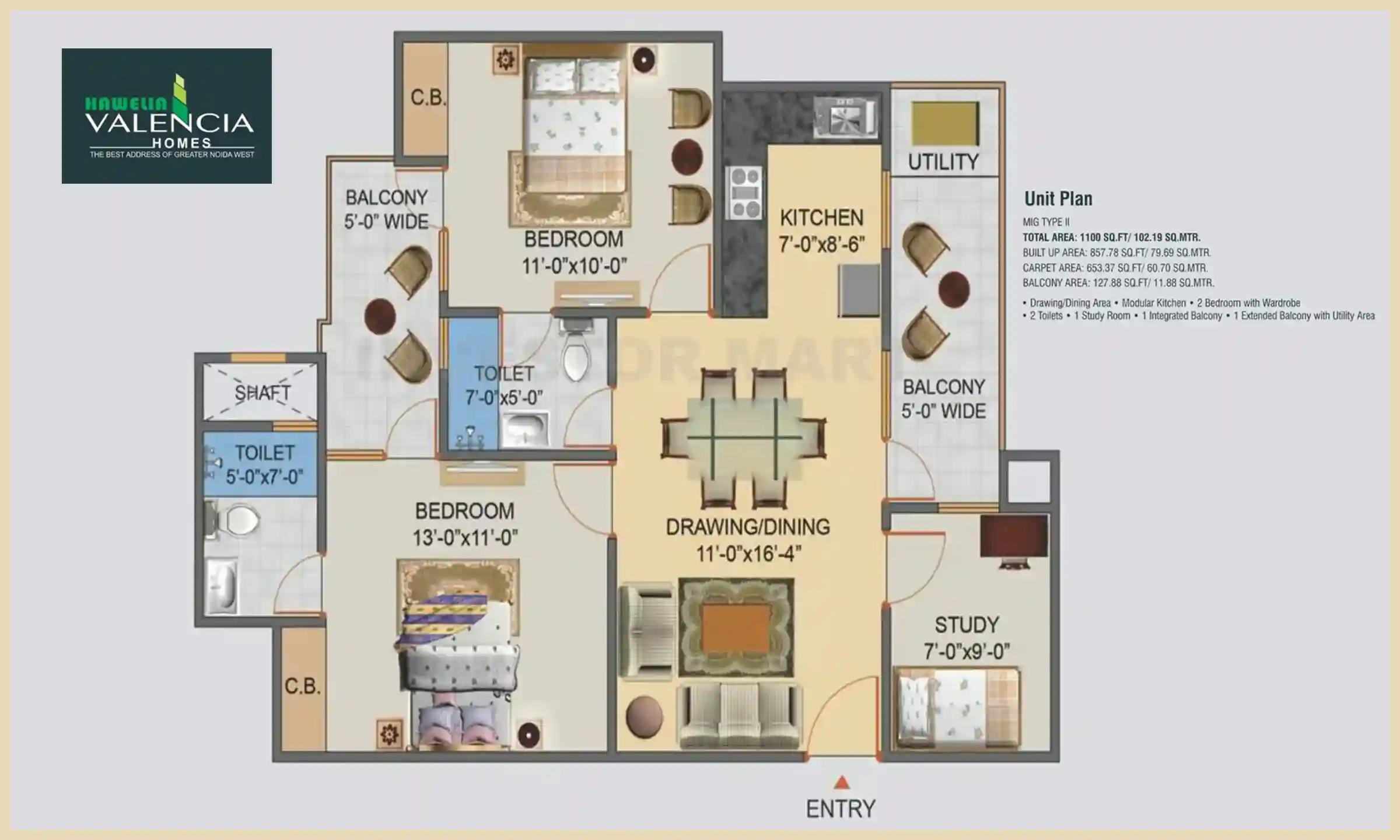 1100 Sqft