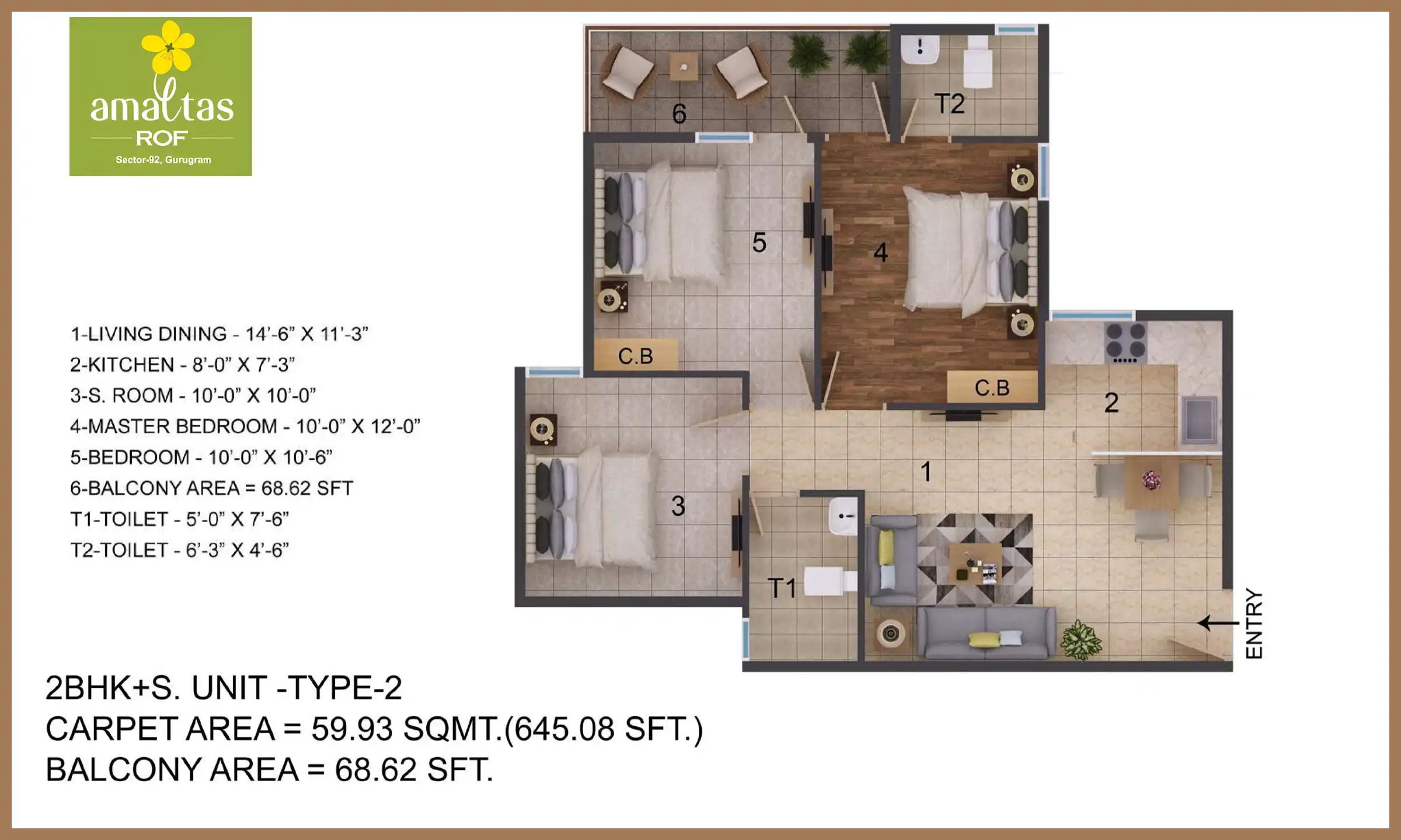 645 Sqft