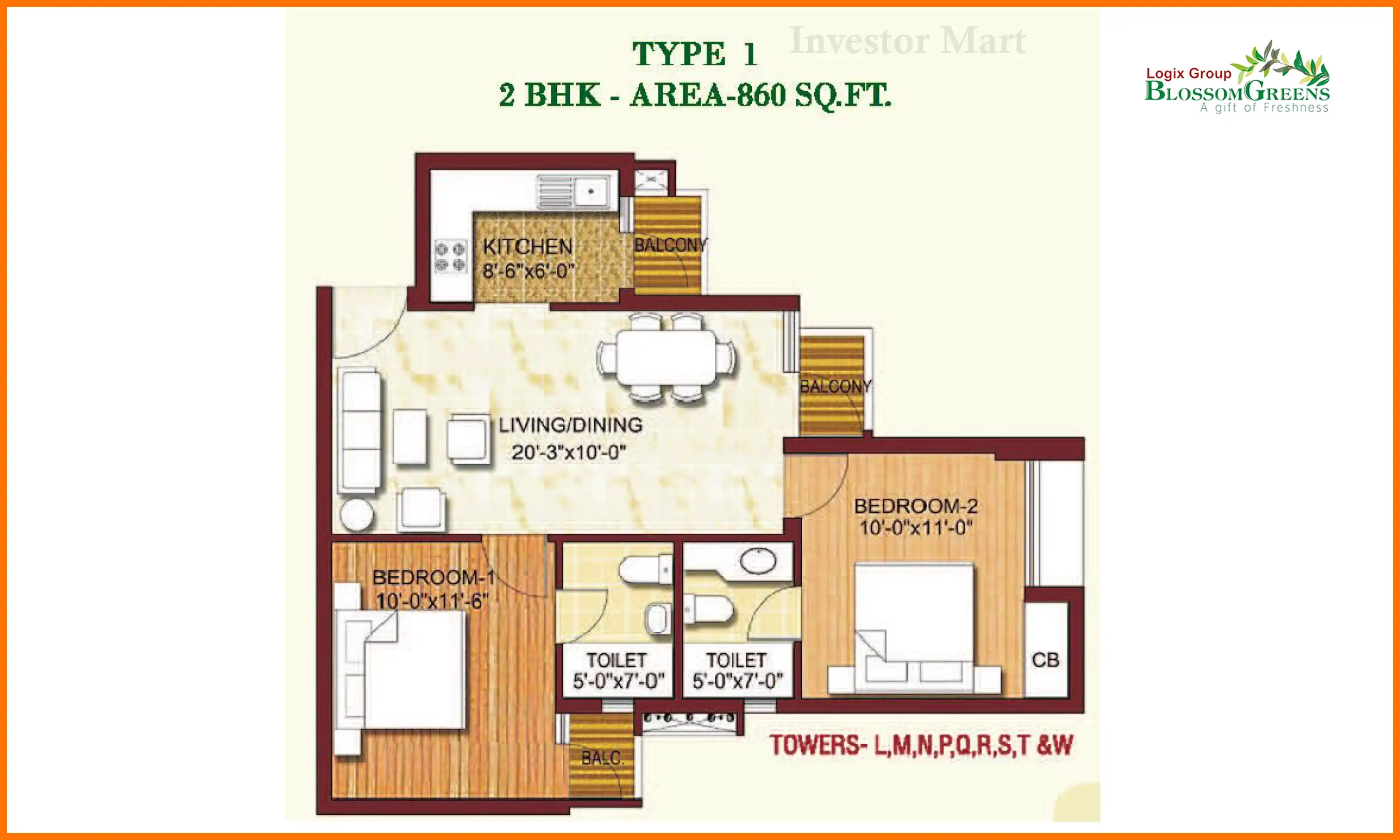 860 Sqft