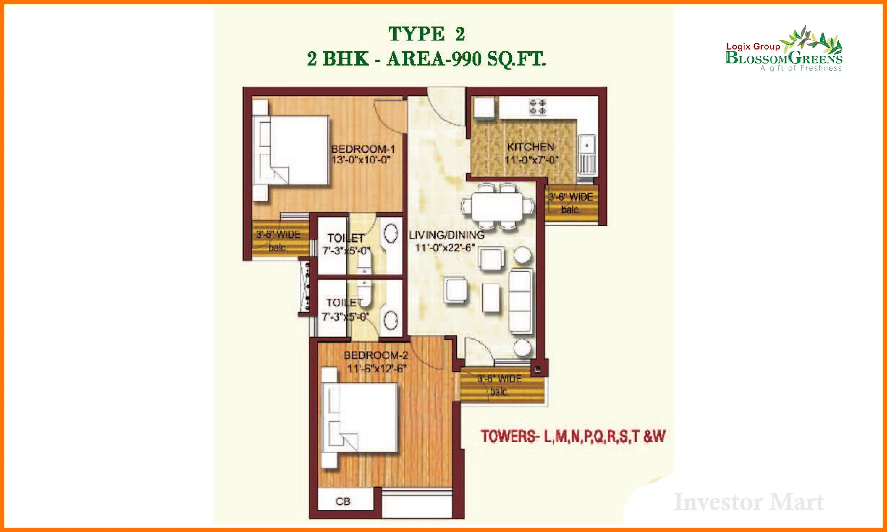 990 Sqft