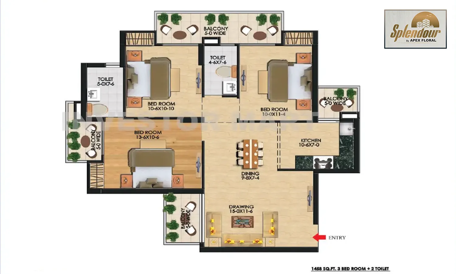 1458 Sqft