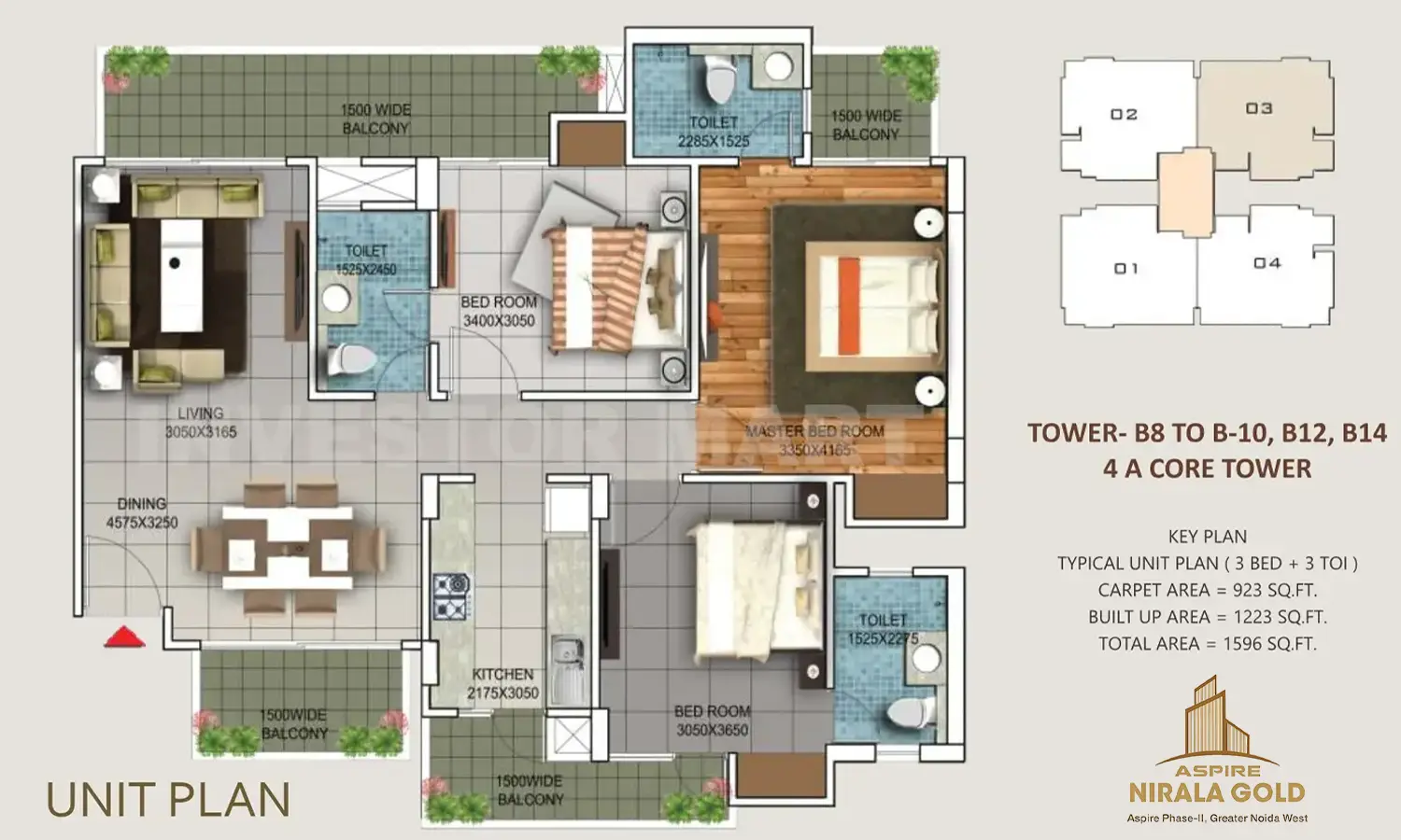 1596 Sqft