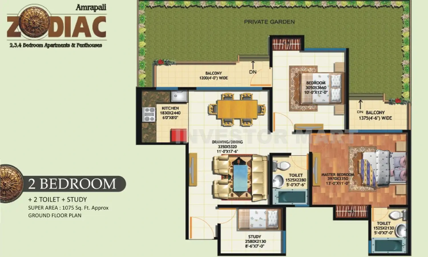 1075 Sqft
