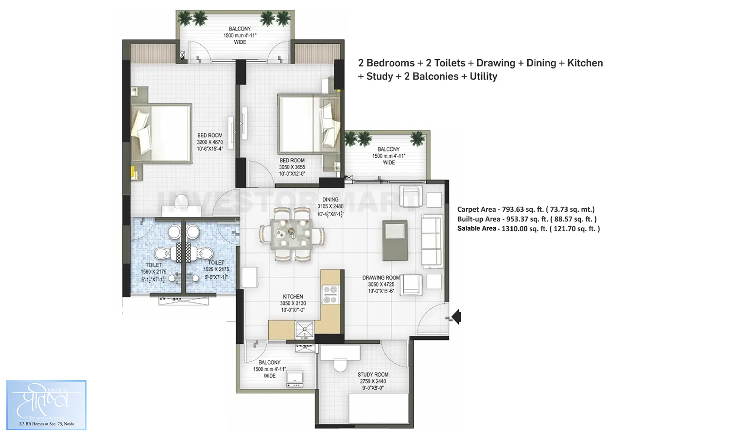 1310 Sqft