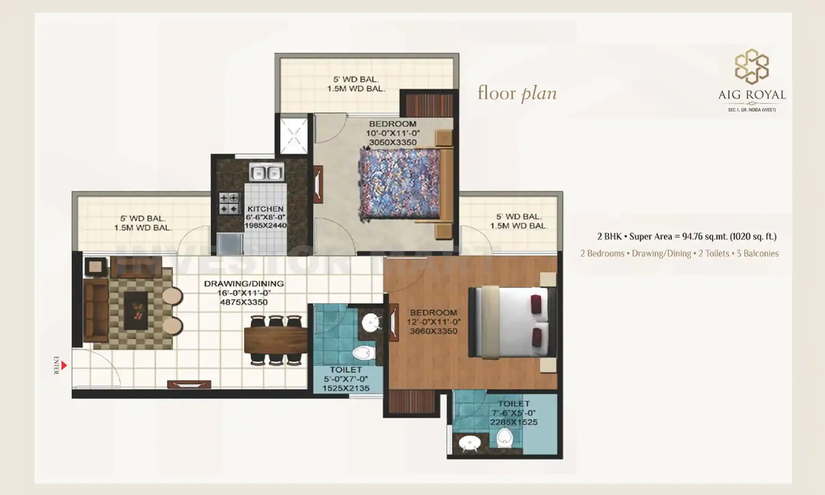1020 Sqft