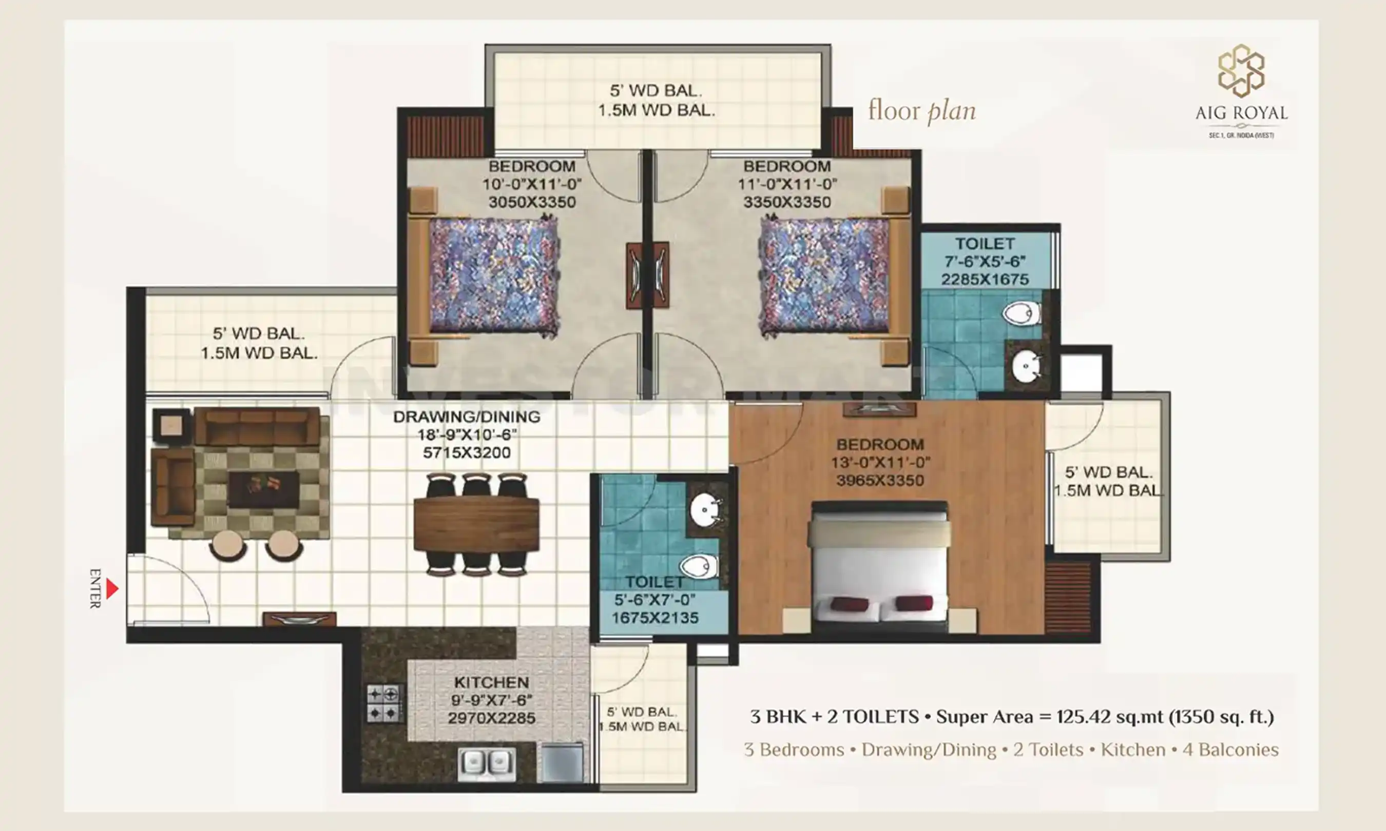 1350 Sqft