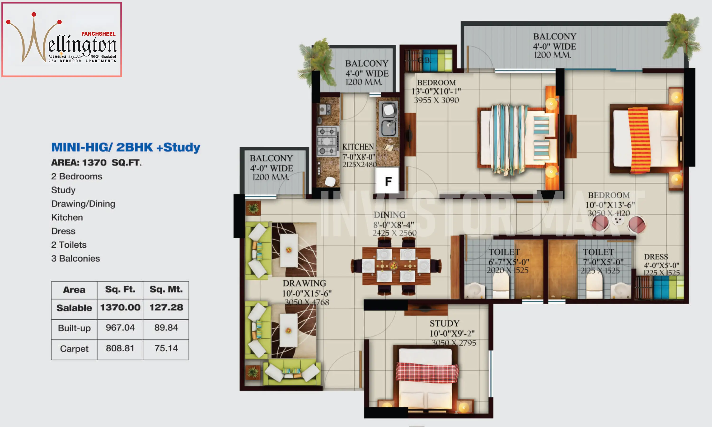 1370 Sqft