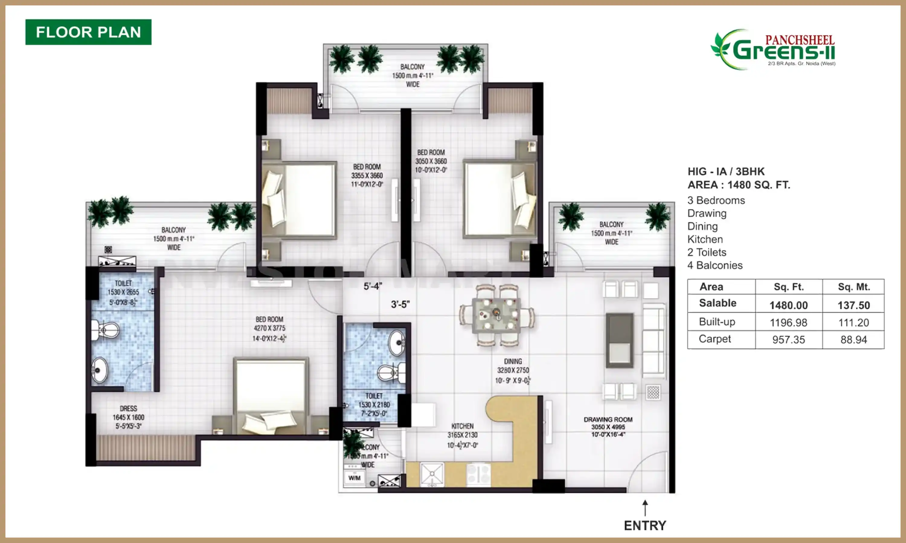 1480 Sqft