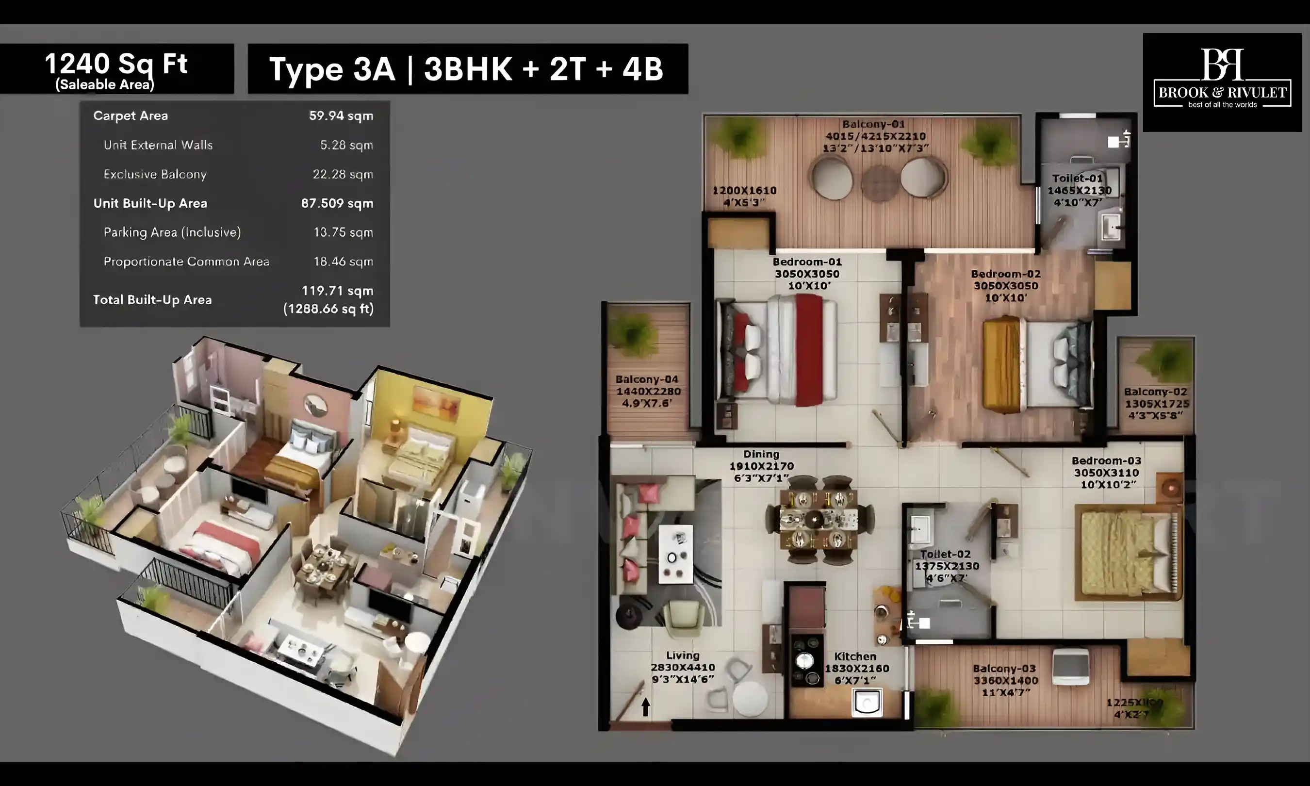 1240 Sqft