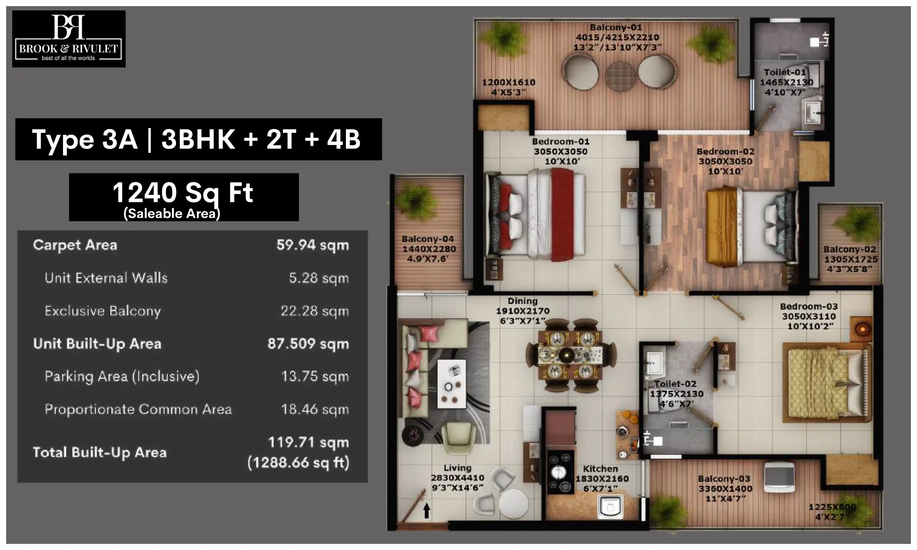1240 Sqft