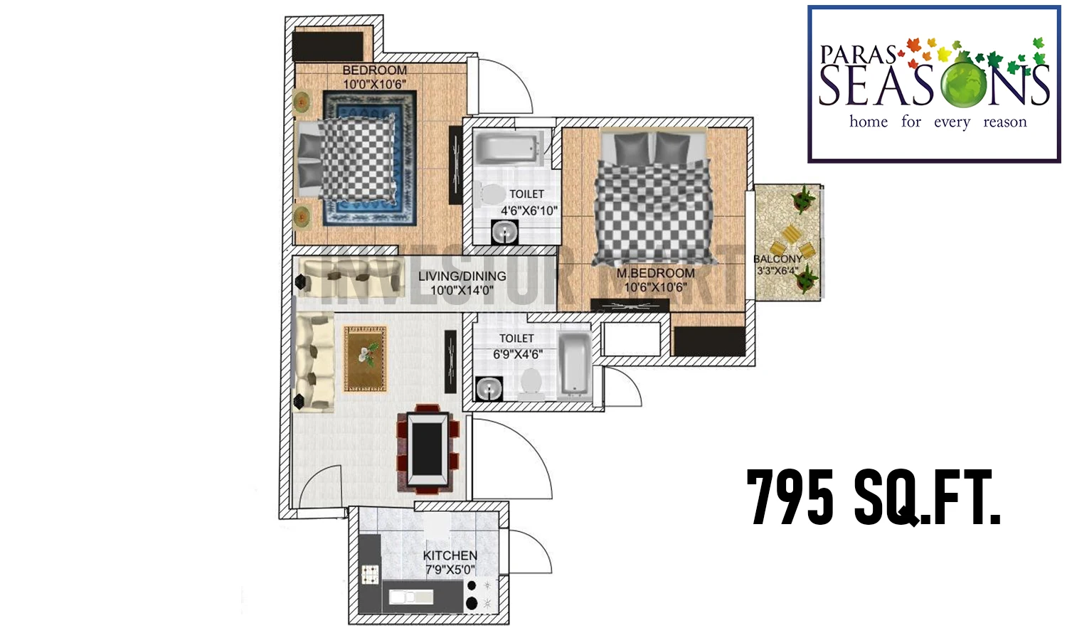 795 Sqft