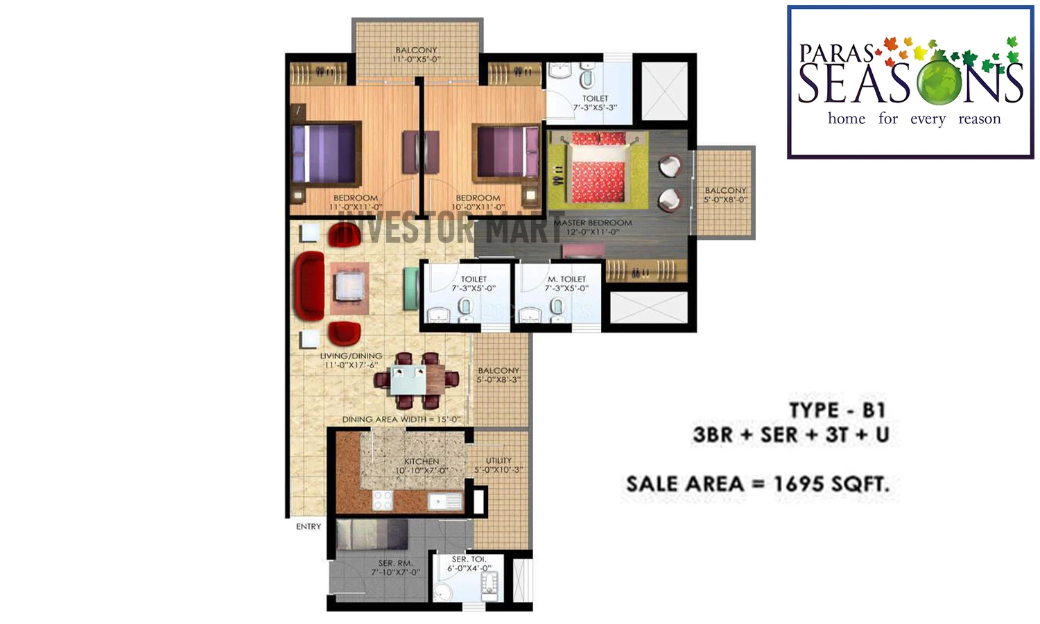 1695 Sqft