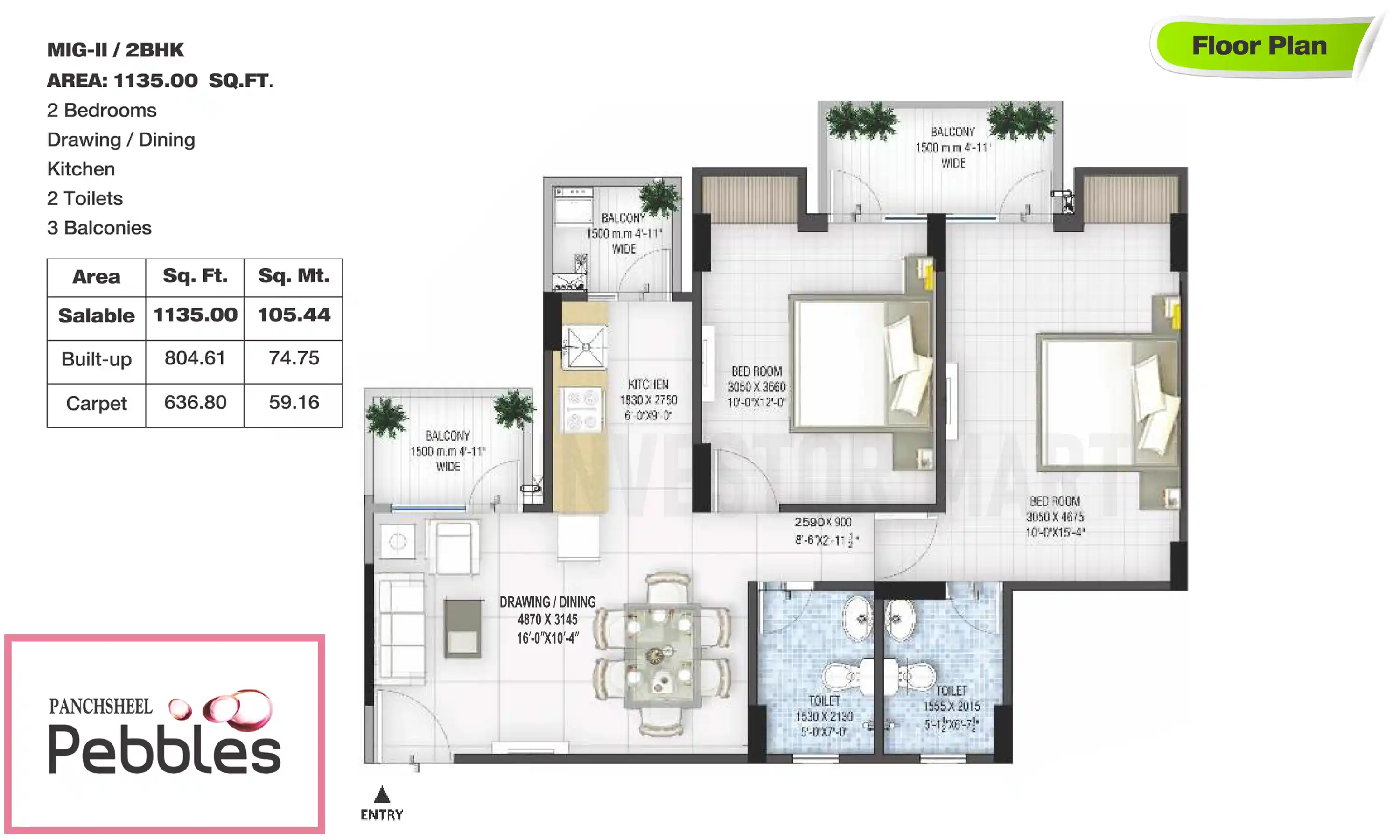 1135 Sqft