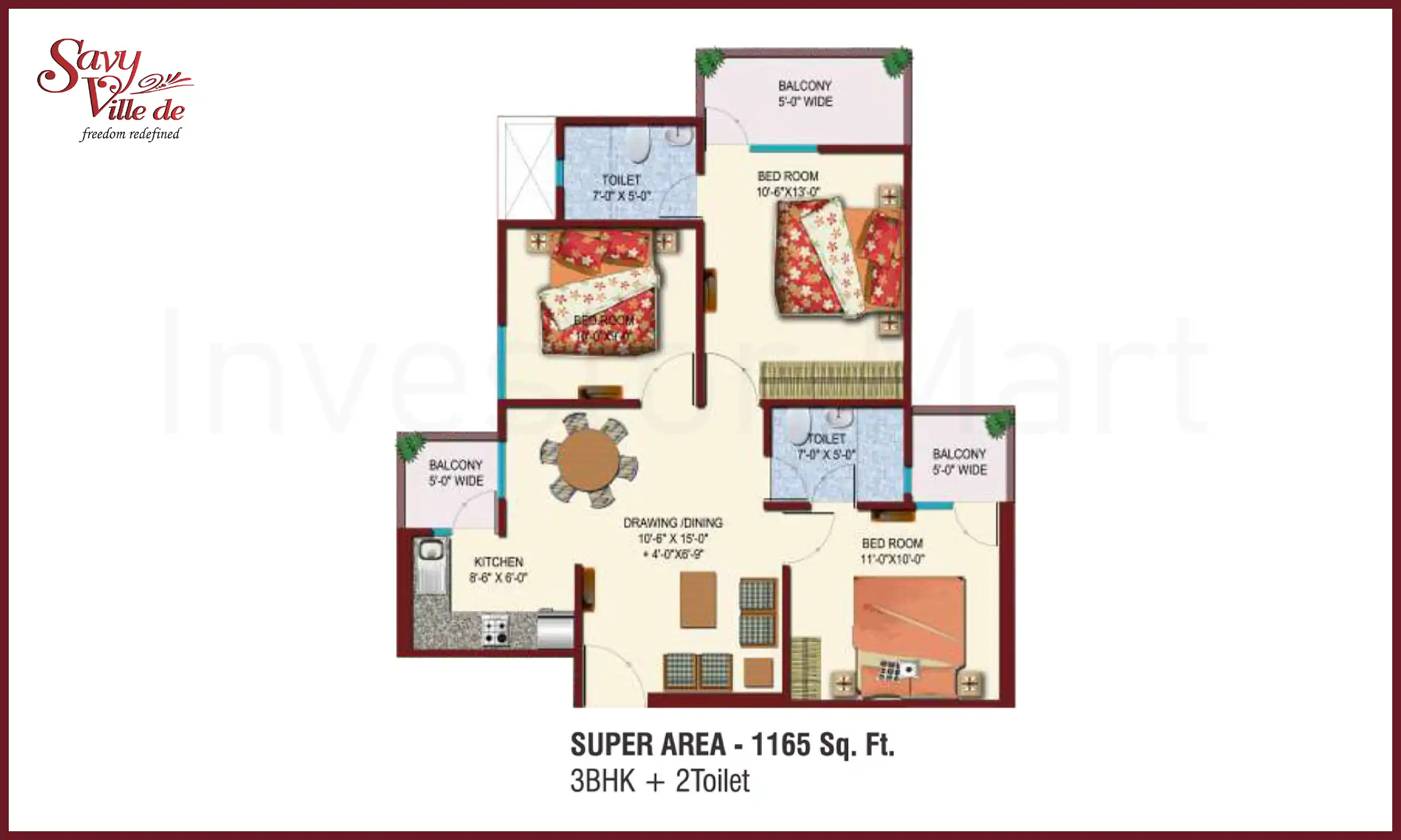 1165 Sqft