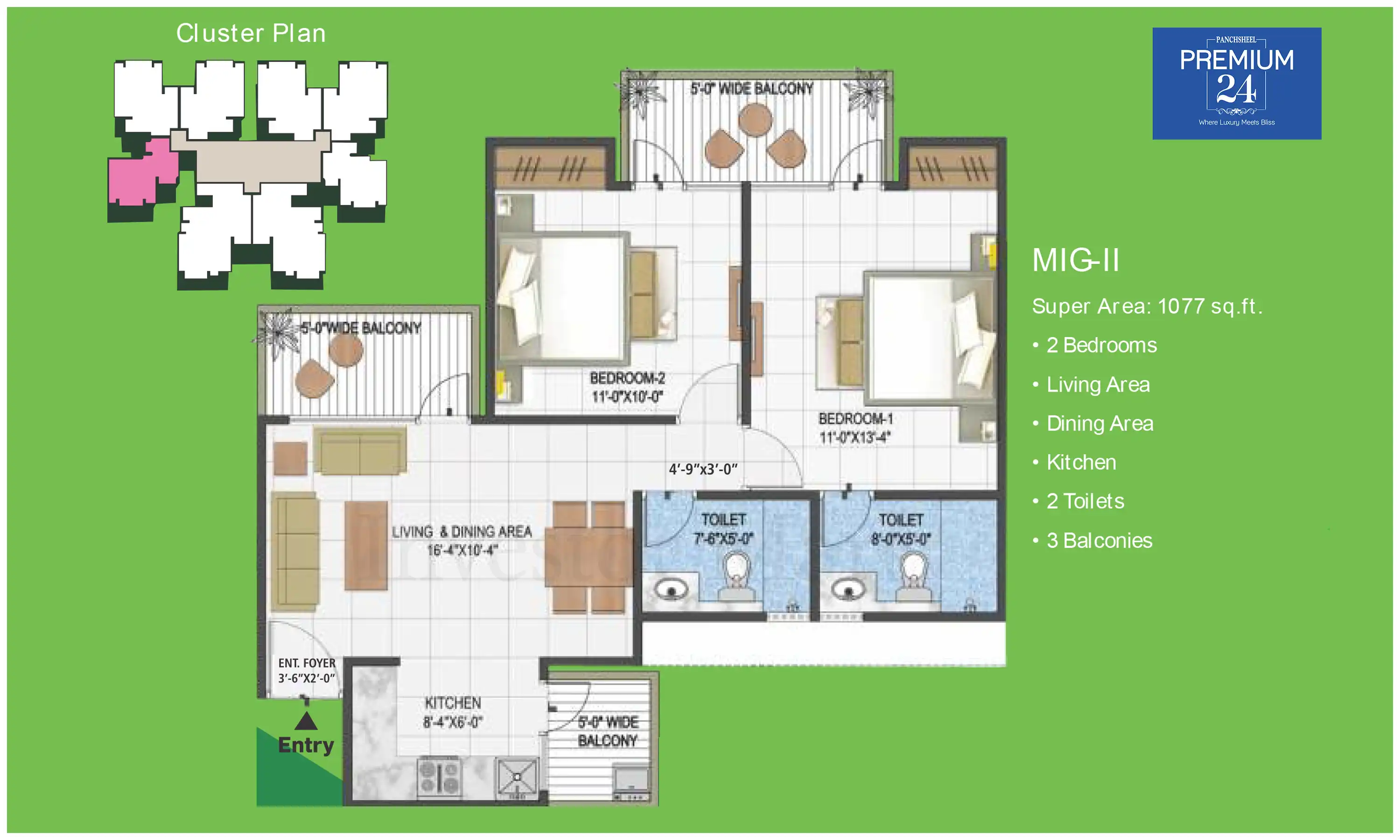 1077 Sqft