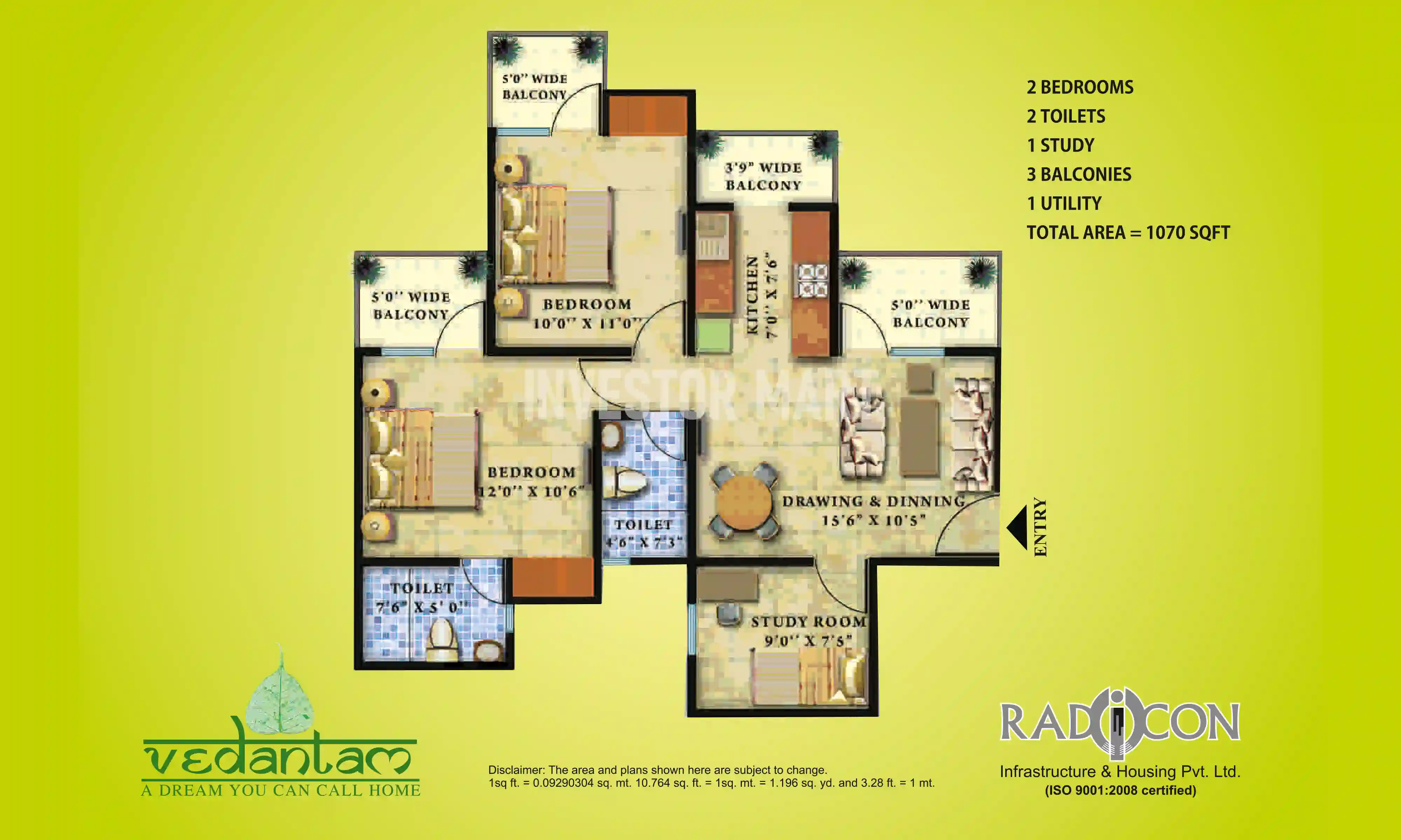 1070 Sqft