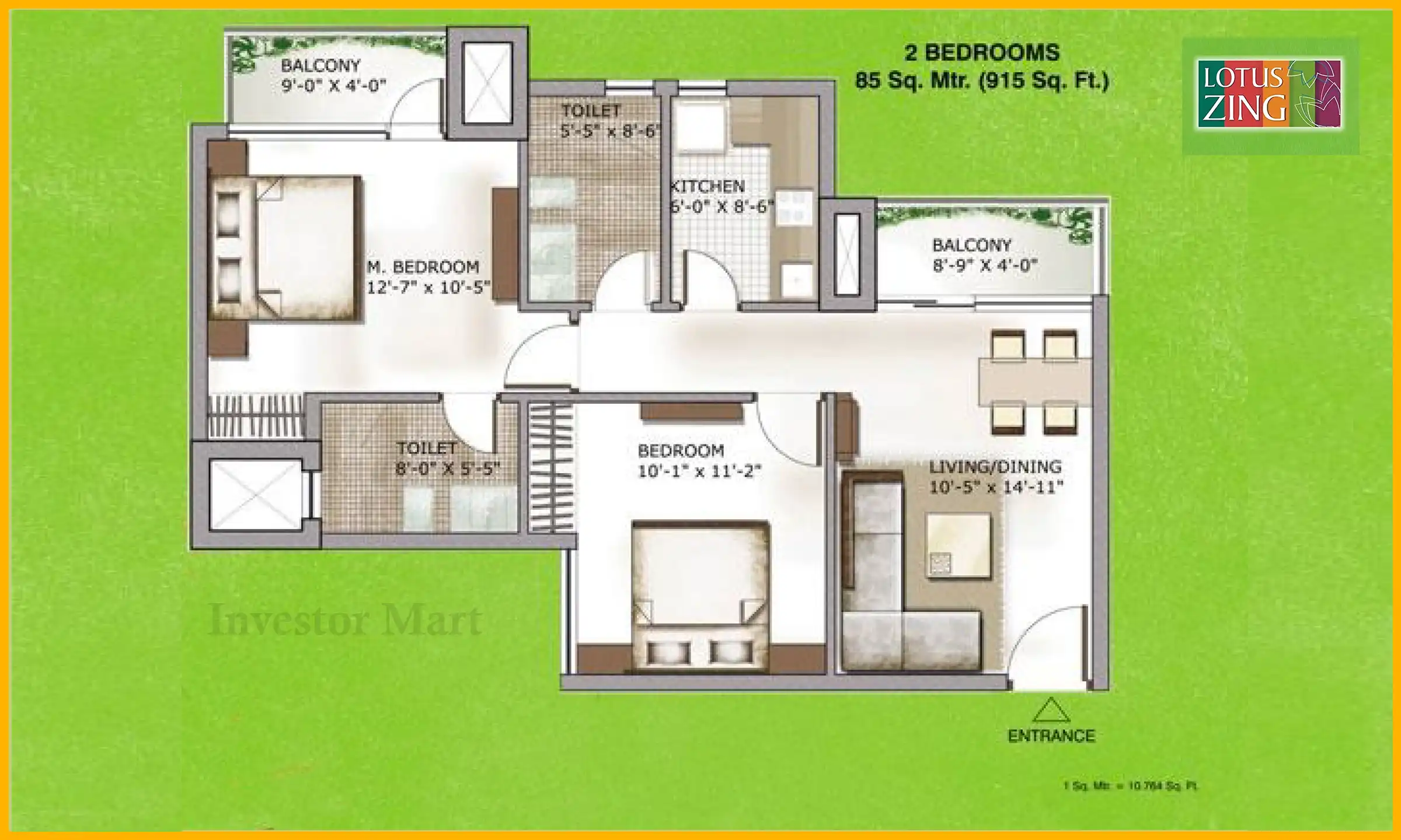 915 Sqft