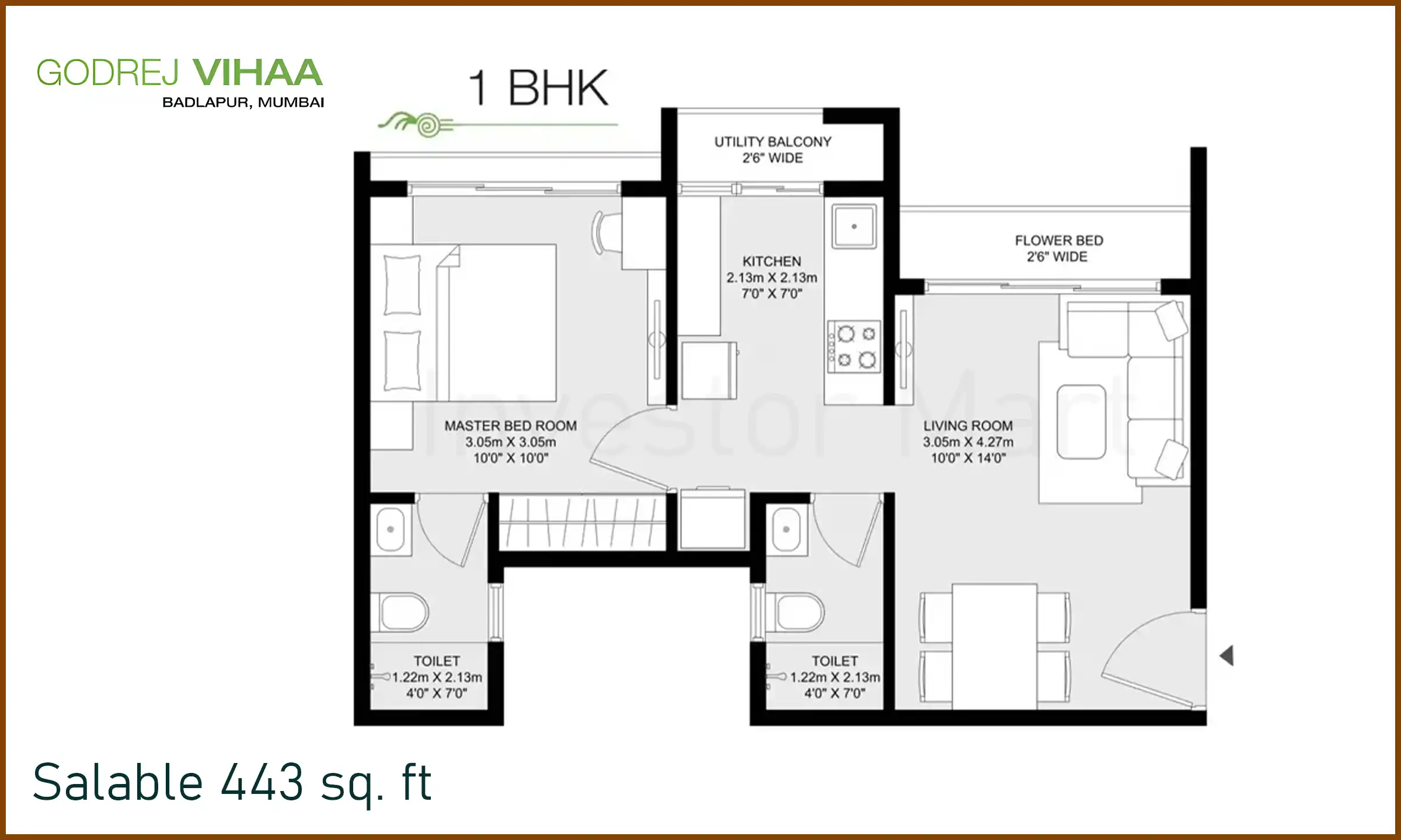 443 Sqft
