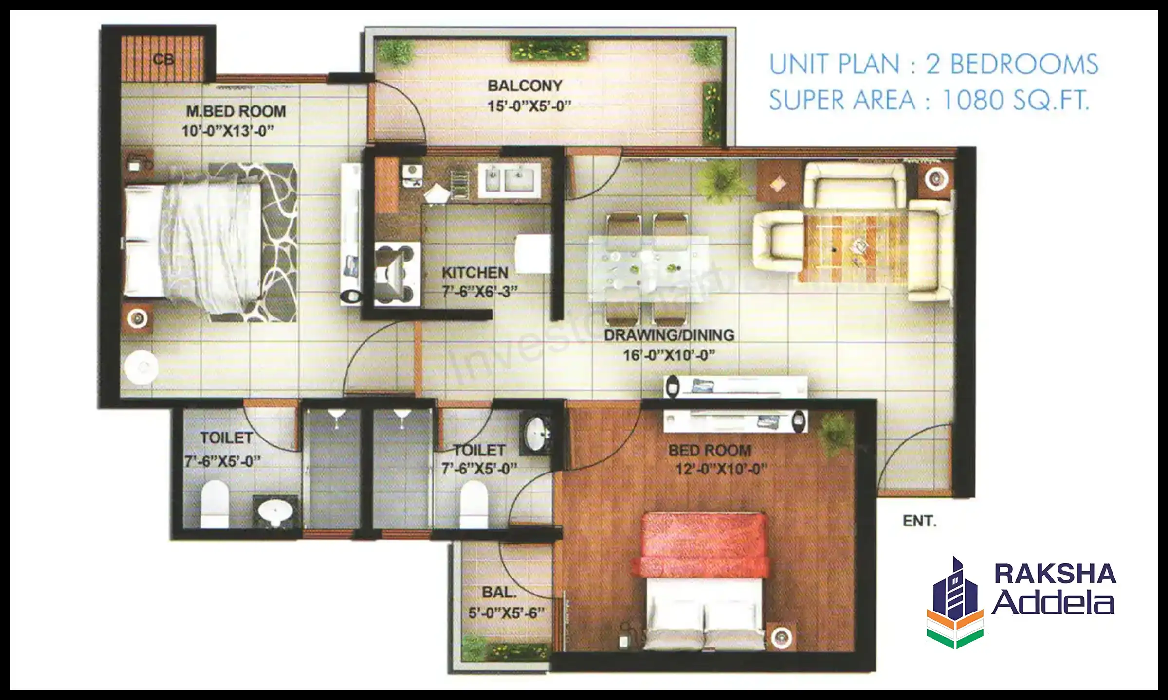 1080 Sqft