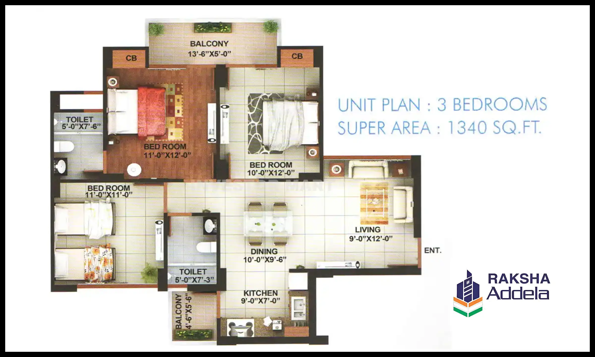 1340 Sqft