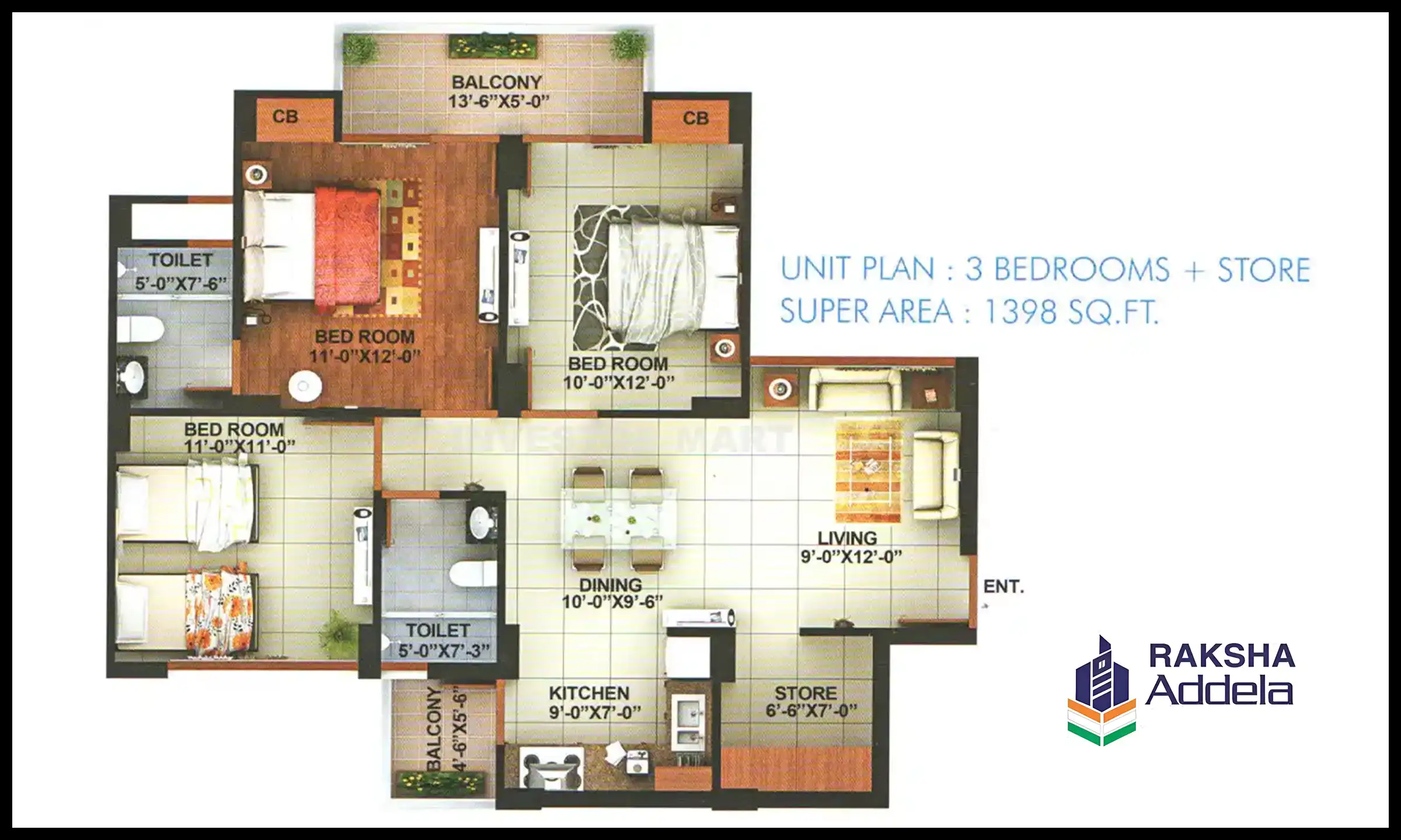 1398 Sqft