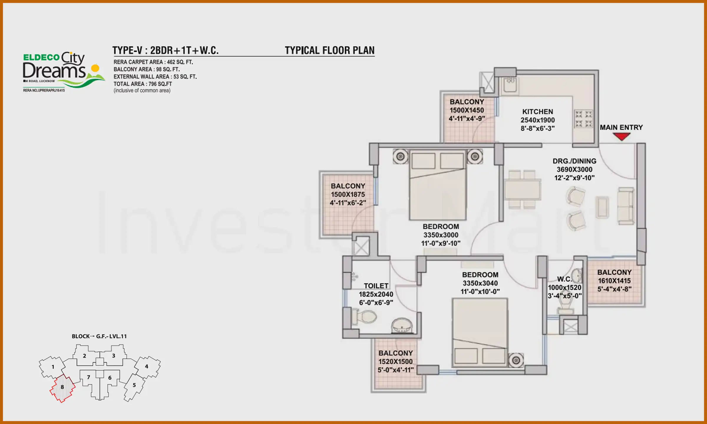 796 Sqft