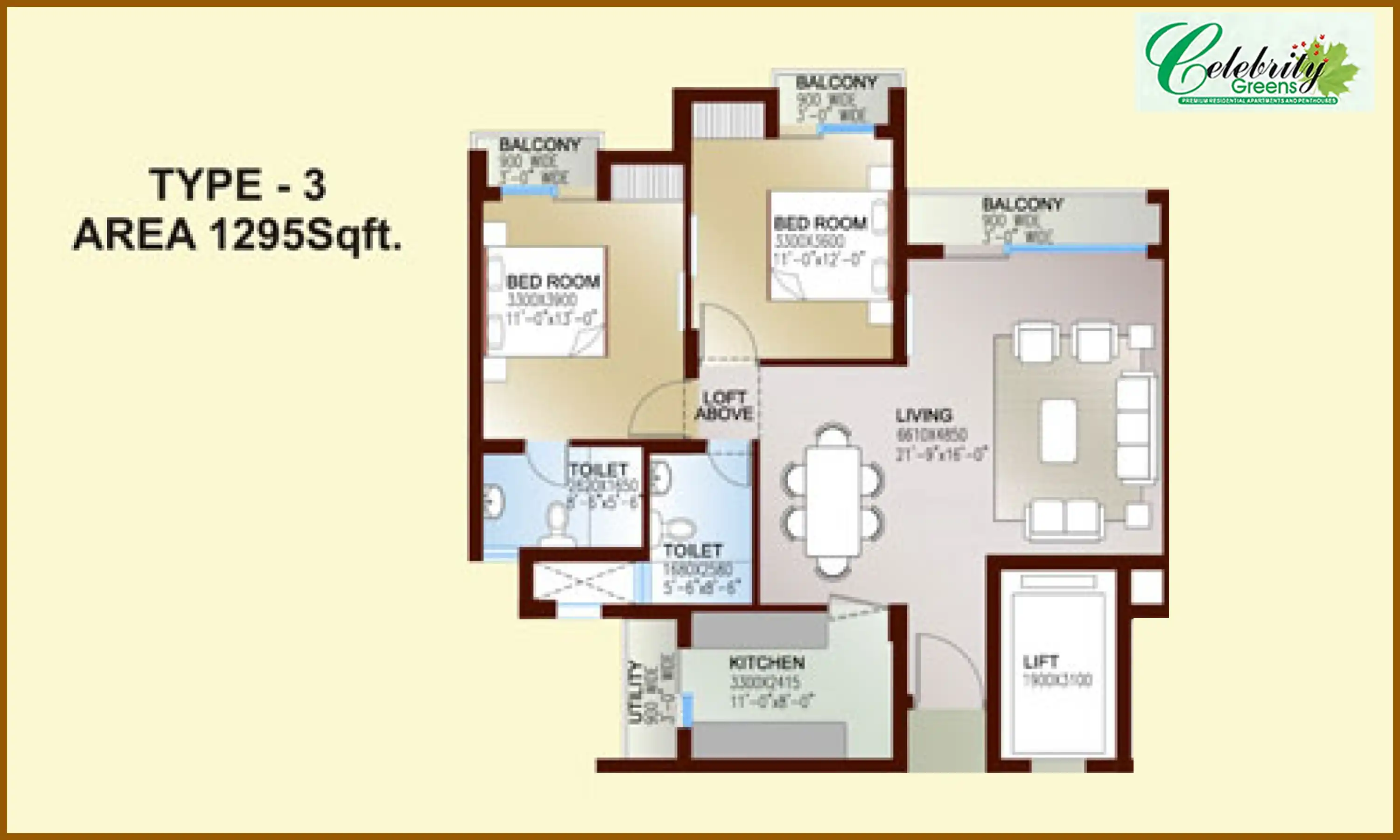 1295 Sqft
