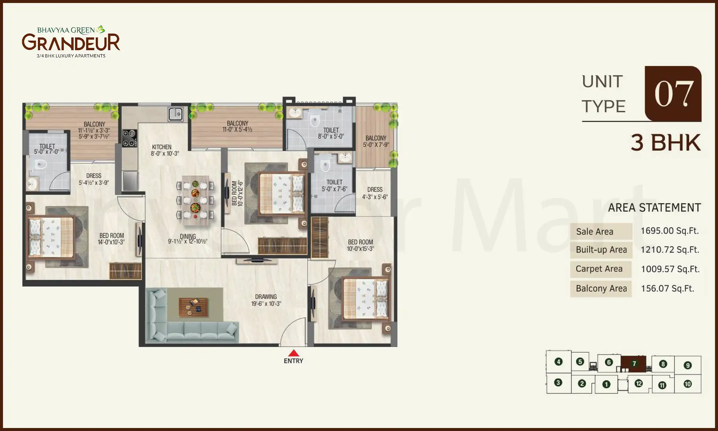1695 Sqft