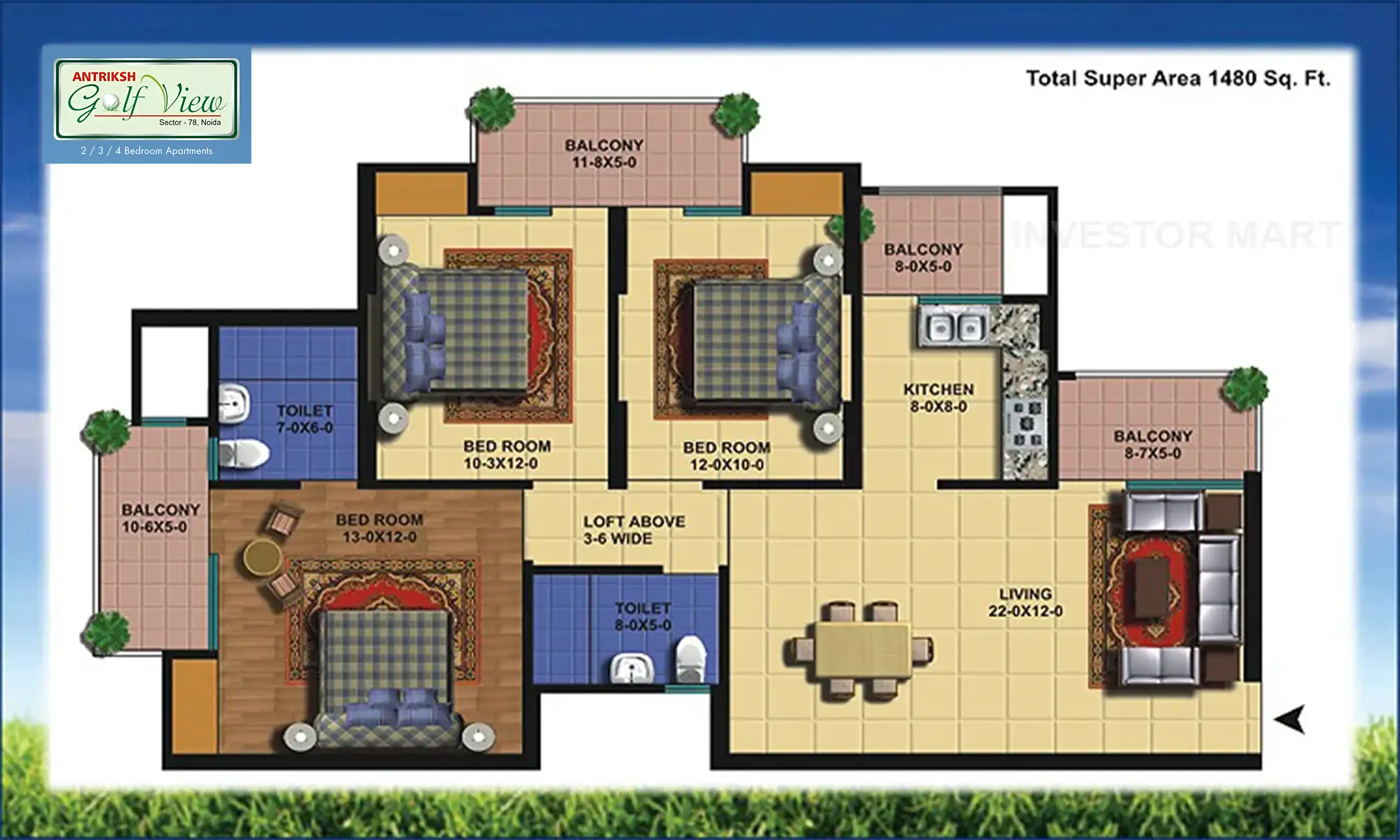 1480 Sqft