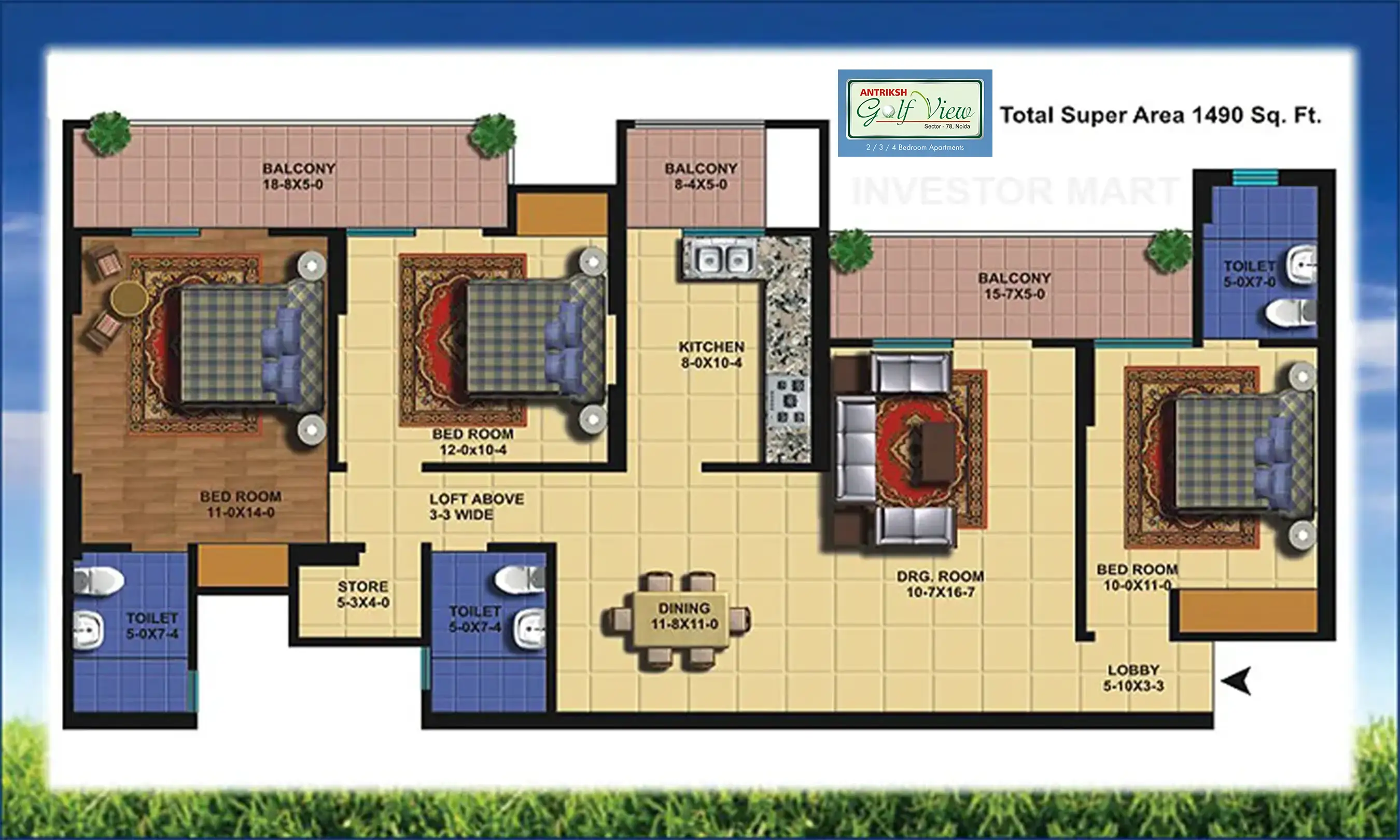 1490 Sqft