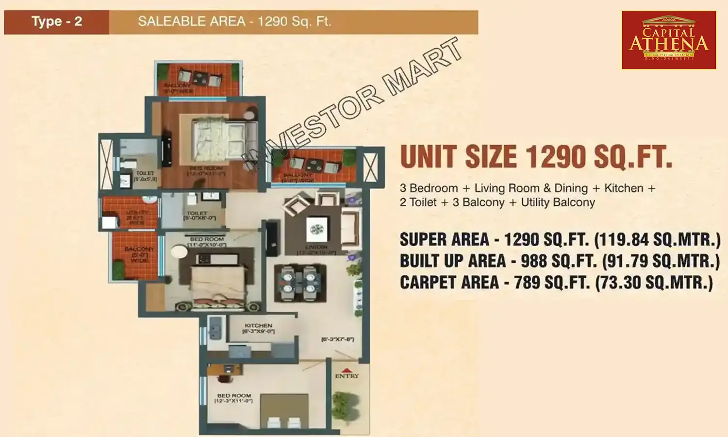 1290 Sqft