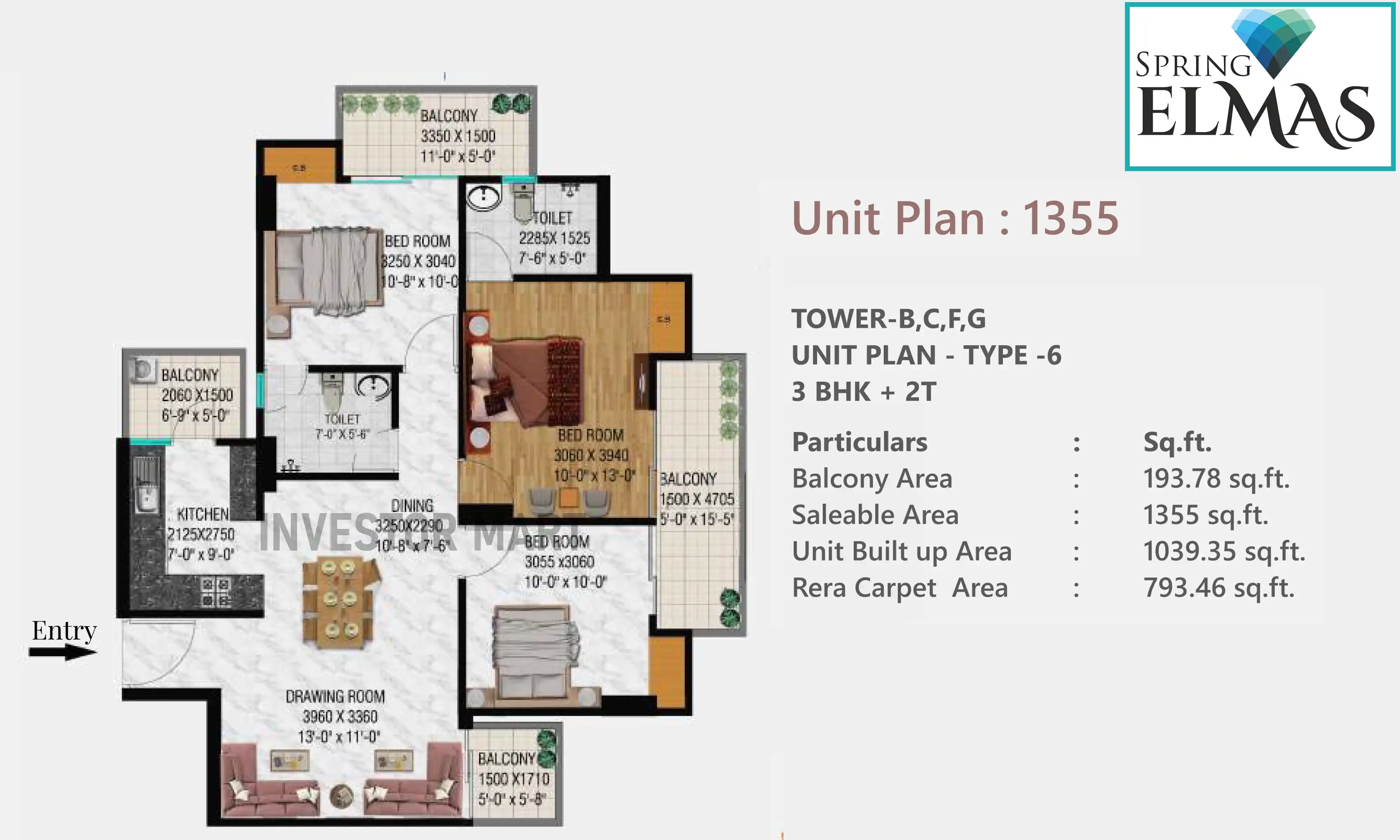 1355 Sqft