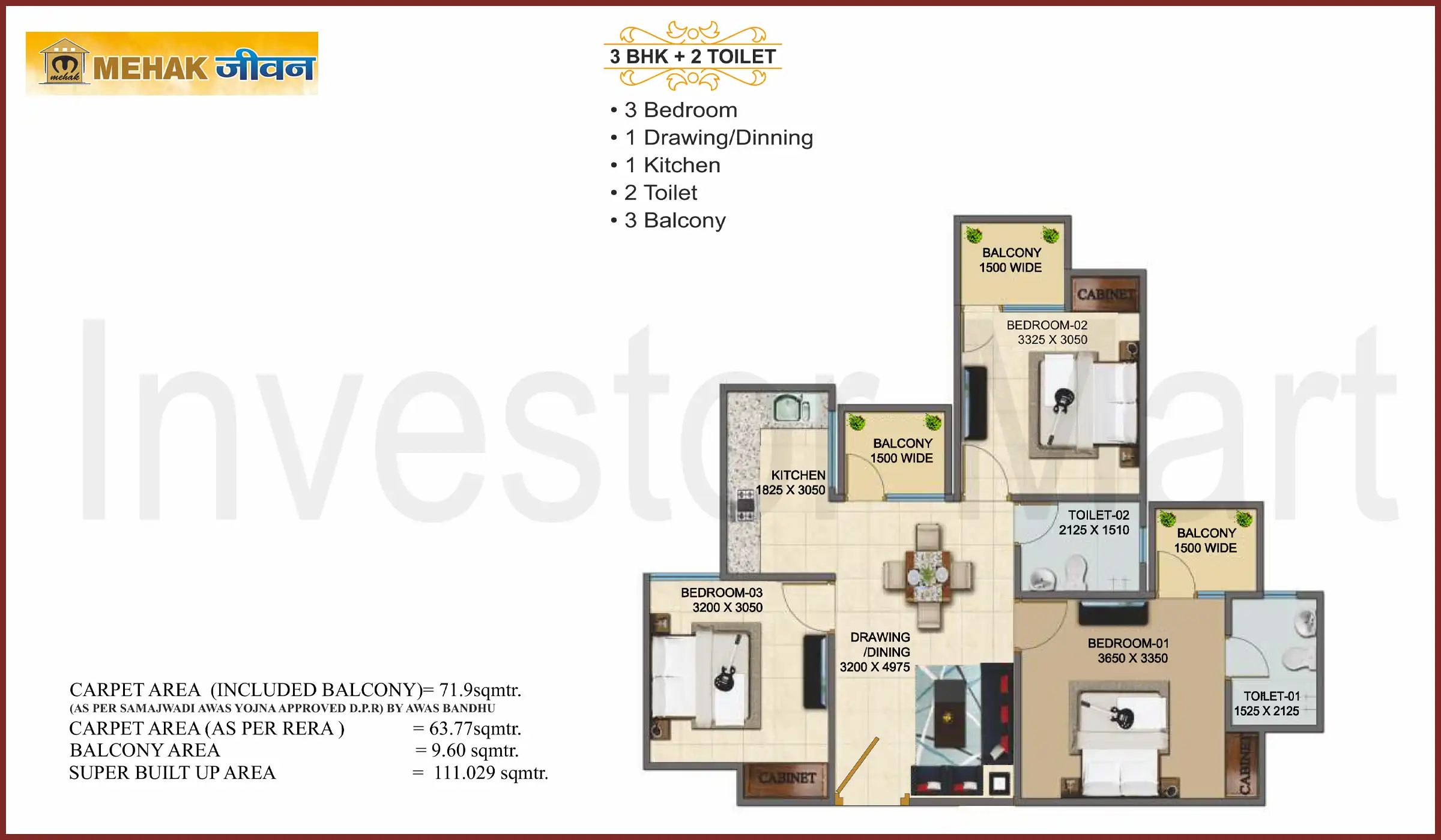 1195 Sqft