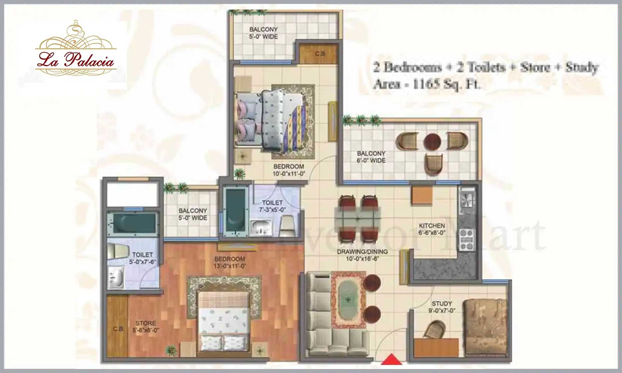 1165 Sqft