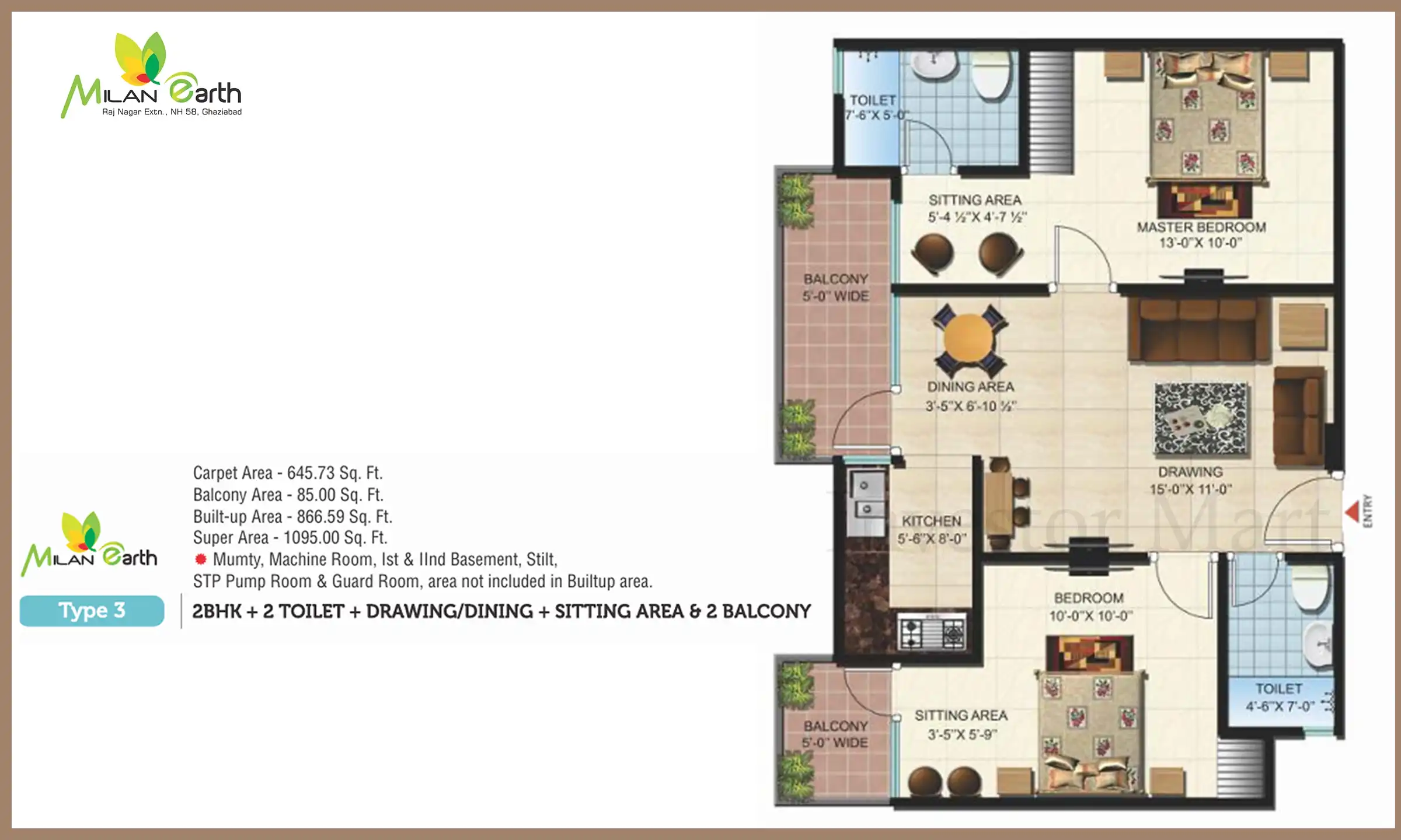 1095 Sqft
